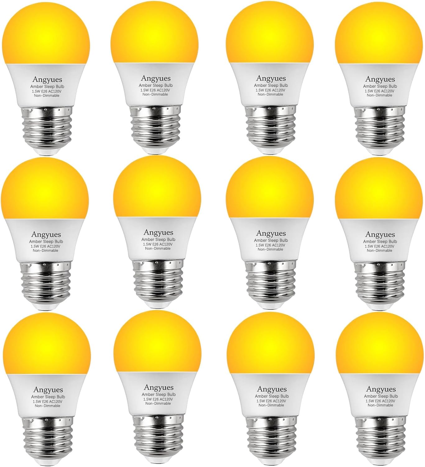Amber Sleep Light Bulb, Blue Light Blocking 15 Watt Equivalent Bulb A15 1800K Amber Light E26 120V LED Bulb, Low Wattage Bulb Non-Dimmable 12Pack
