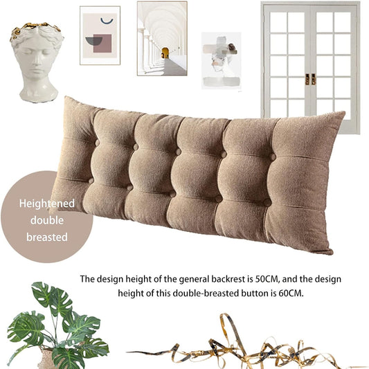 Rectangular Positioning Support Headboard Pillow,Large Bed Bolster Lumbar Cushion for Rest Reading,for Day Bed & Bunk Bed with Removable Cover (Color : Light Brown, Size : 20060CM)
