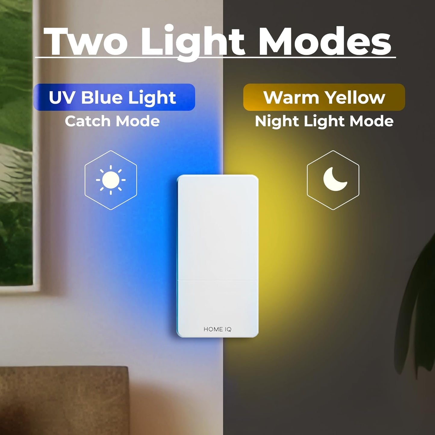 Indoor UV Flying Insect Trap and Night Light. LED Powered Pest Control Device for Flies, Moths, Gnats, Fruit Flies and Mosquitos. Best Mess-Free Trap for Home (Device + 5 Traps)