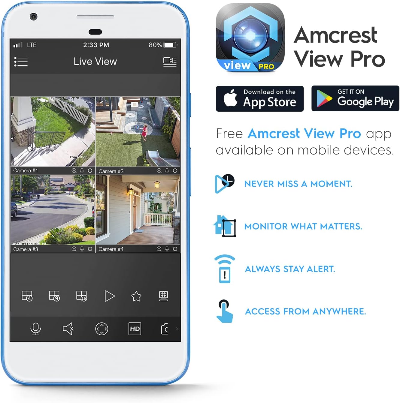 Amcrest 5MP AI Turret IP PoE Camera w/ 49ft Nightvision, Security IP Camera Outdoor, Built-in Microphone, Human & Vehicle Detection, Active Deterrent, 129° FOV, 5MP@20fps IP5M-T1277EW-AI