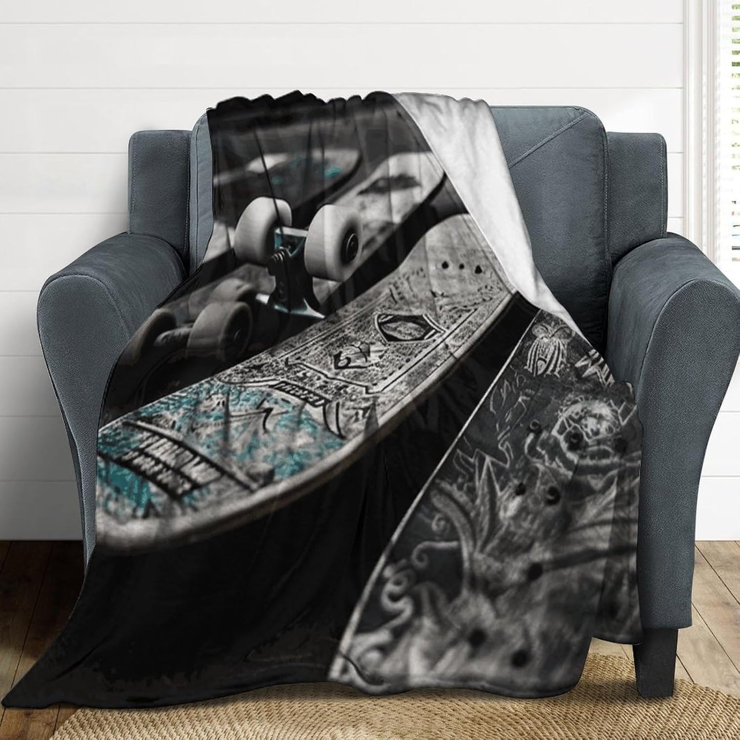 Skate Boards Blanket Super Soft Lightweight Throw Blanket Cute Cozy Warm Bed Blanket Decorative Fuzzy Blanket All-Season Home Decor Gift for Sofa Couch Living Room 30"*40"（76 * 100cm）