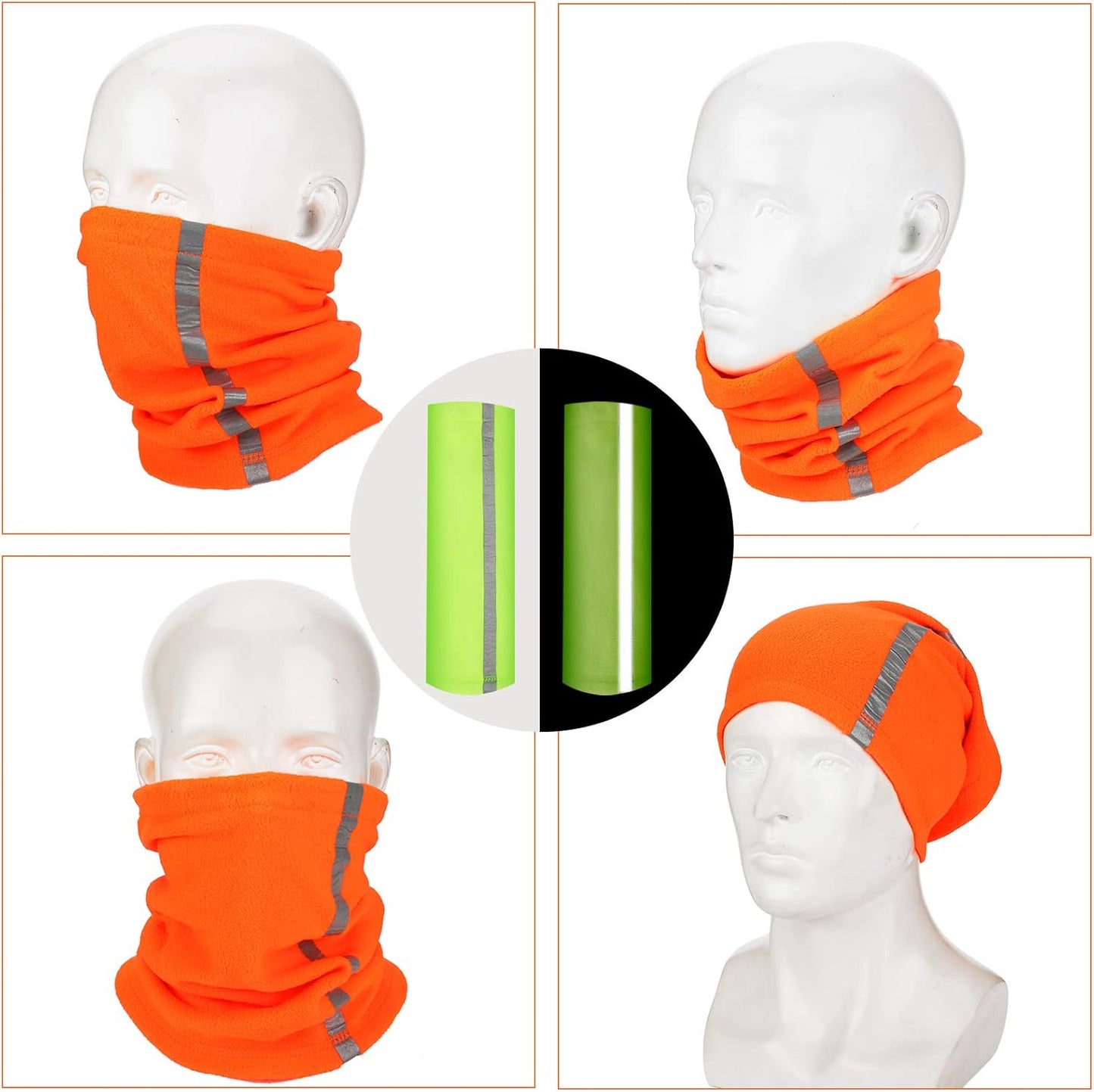 2 Pieces Fleece Neck Gaiter Visibility Reflective Safety Neck Warmer Balaclava Bandana Winter Warm Scarf for Women Men