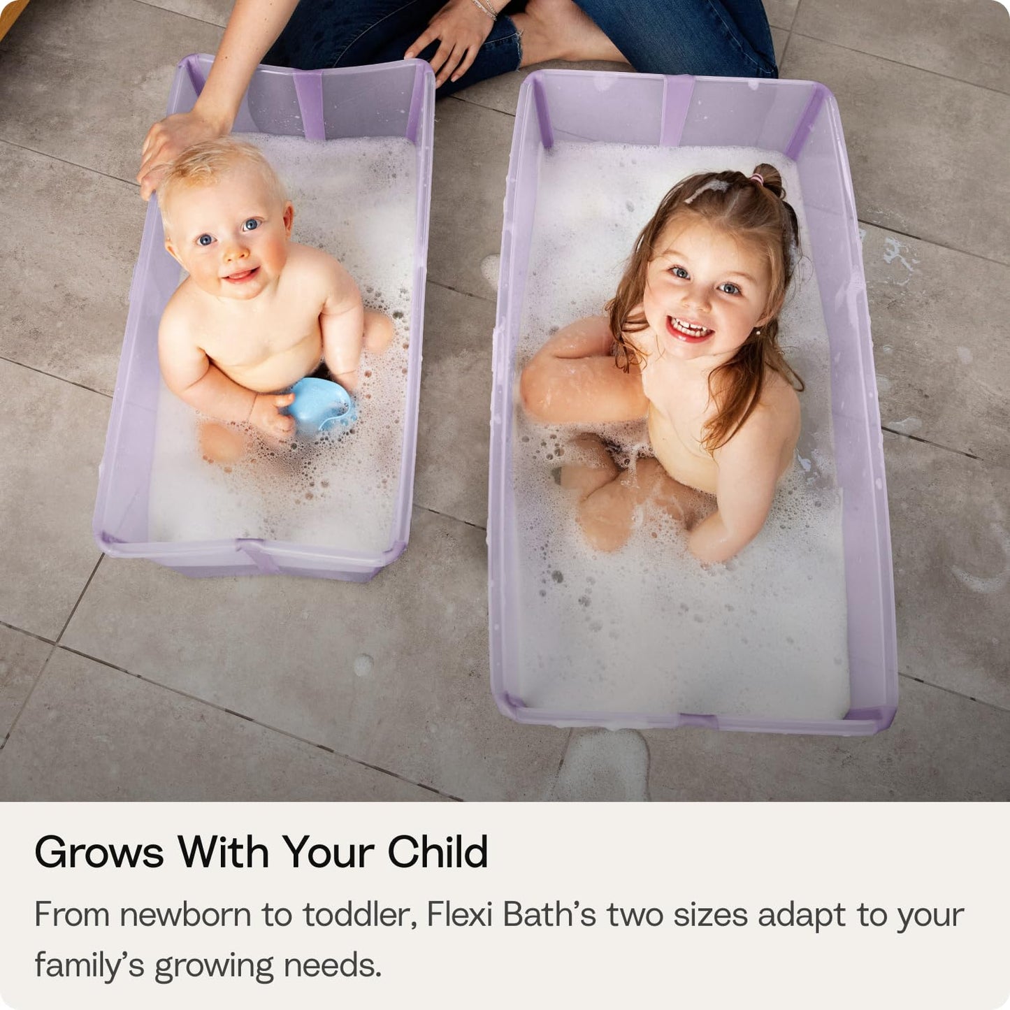 Stokke Flexi Bath Portable X-Large Baby Bathtub with Heat-Sensitive Plug, White Grey