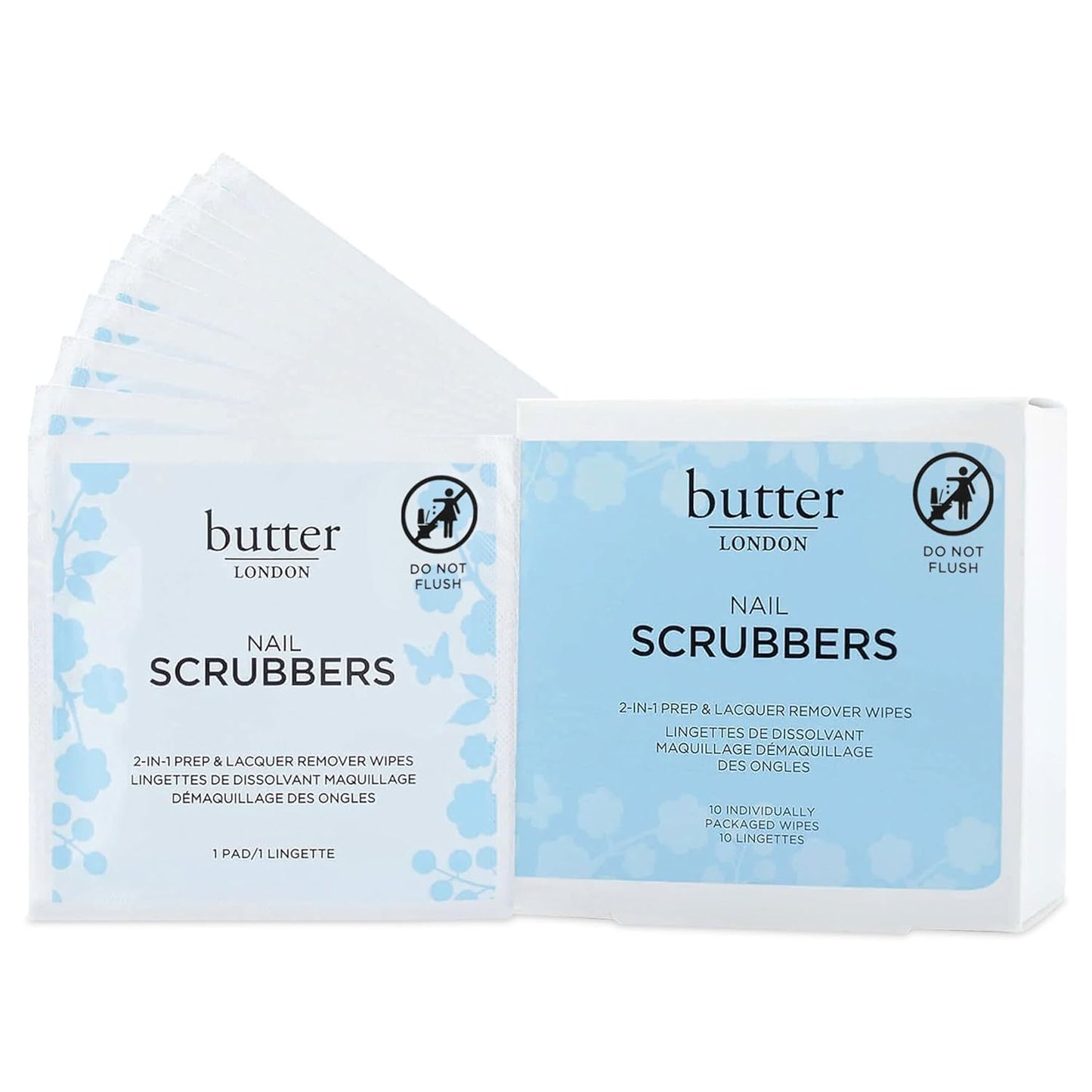 Butter LONDON Nail Polish Remover Pads, Nail Scrubbers - 2-in-1 Prep & Lacquer Remover Nail Wipes - Travel-Friendly Gel Fingernail Polish Remover - Cruelty-Free, Paraben-Free & Gluten-Free