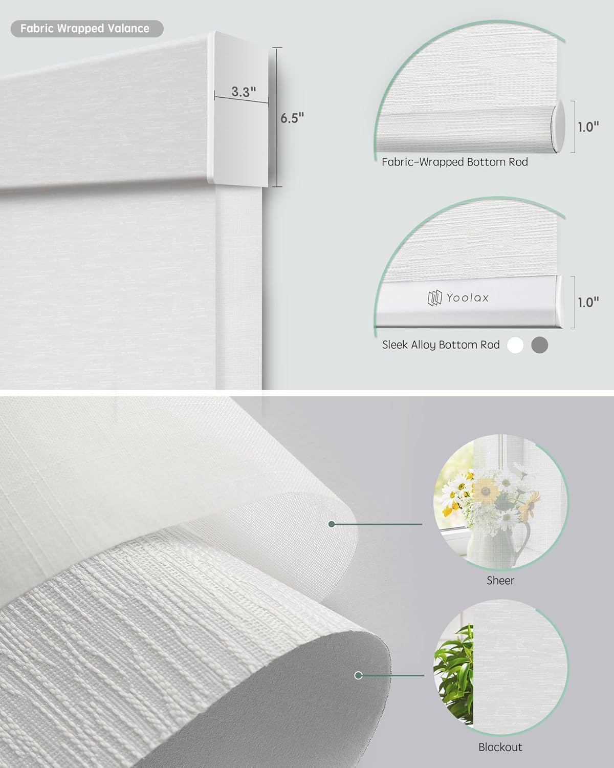 Yoolax Smart Dual Roller Shades, Motorized Blinds with Remote Smart Blinds Compatible with Alexa, Automatic Dual Shades for Windows Bedroom Living Room (White)