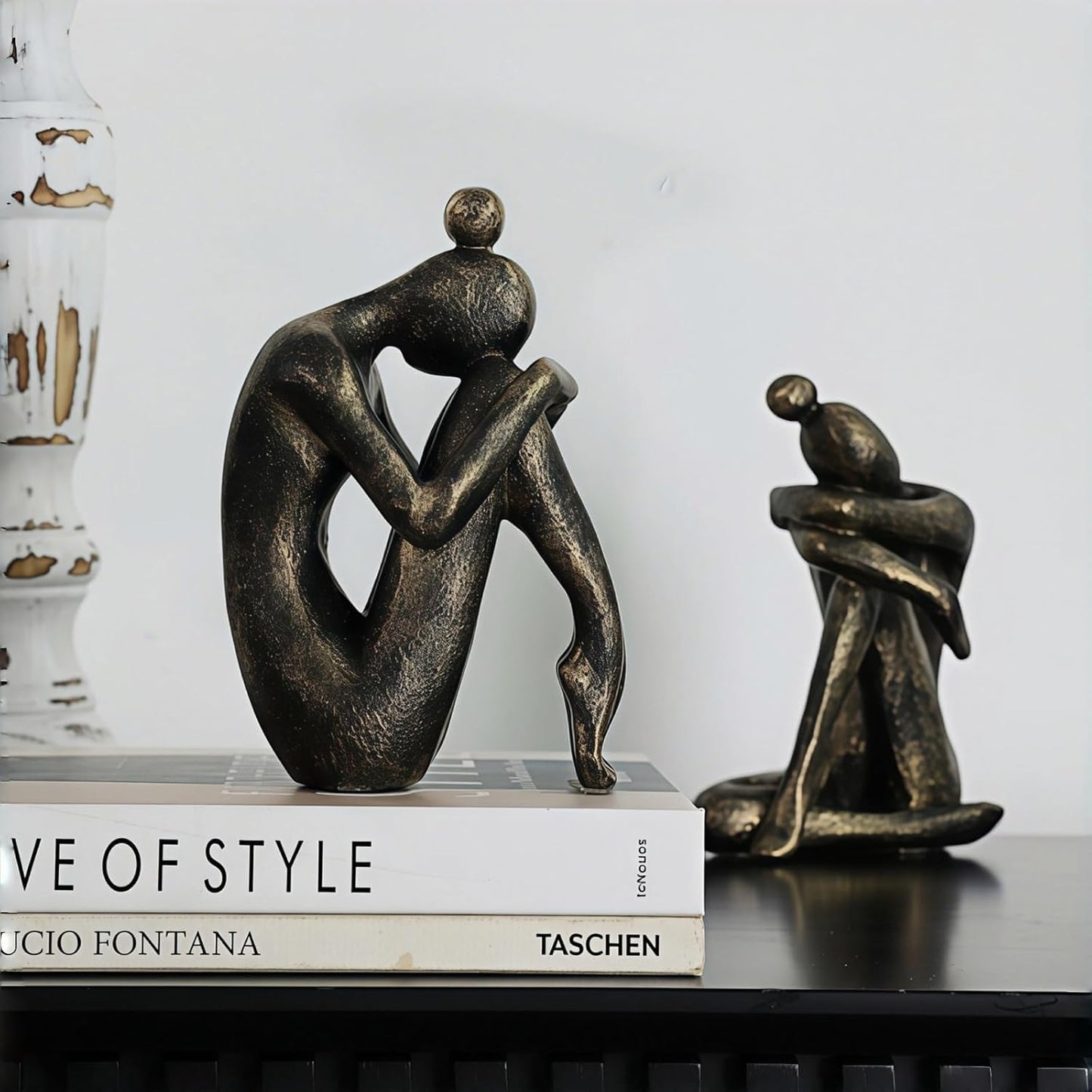 Decorative Resin Bookends for Shelves - Heavy Duty Book Ends Holder, Stopper for Office Desk, Bookshelf Organizer, Book Support (2 Pack)