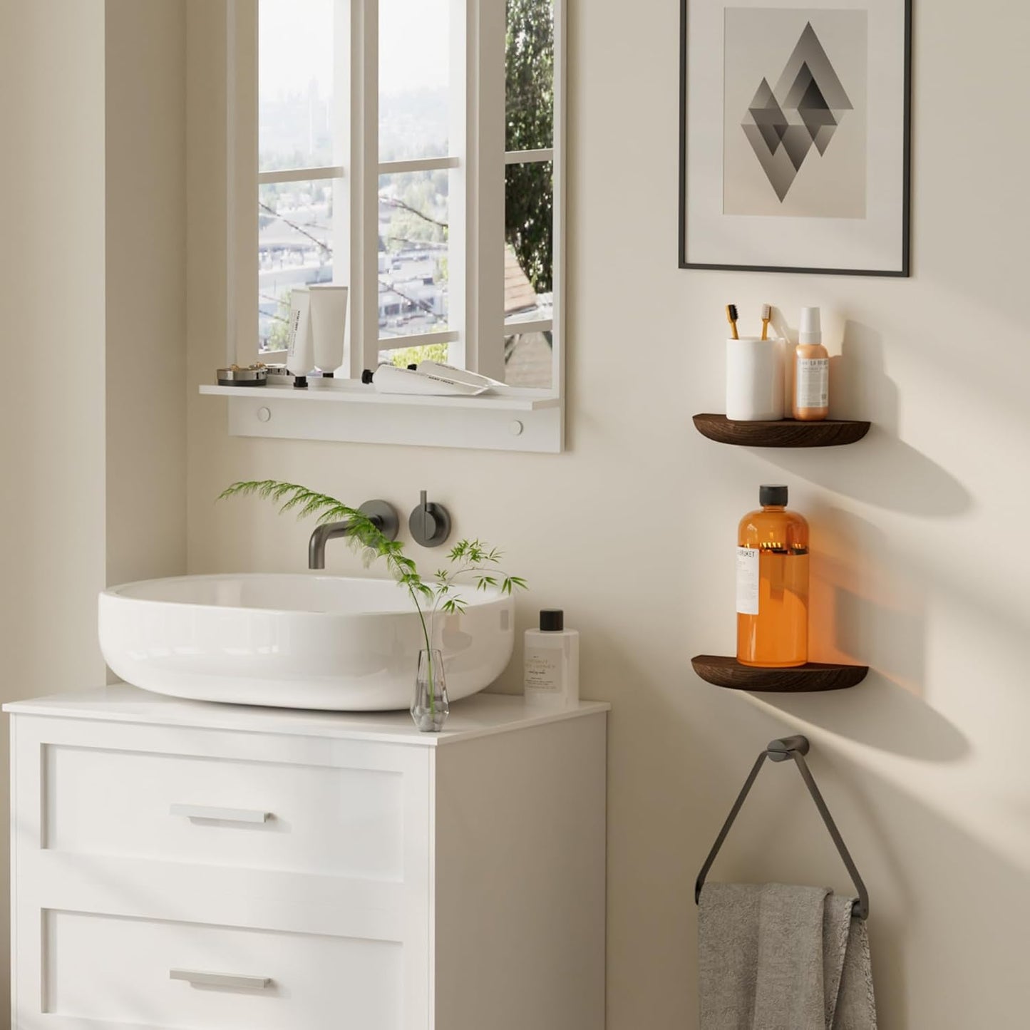 Solid Wood Half Round Floating Wall Shelves | Elegant Floating Shelves, Elevate Your Space. Perfect for Living Rooms, Bathrooms, Bedrooms, Offices, Children's Rooms