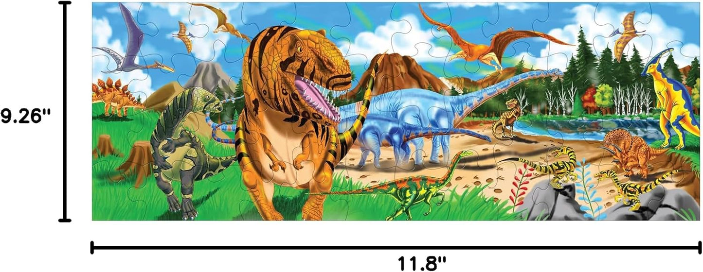 Melissa & Doug Land of Dinosaurs Floor Puzzle, 48 pc Jumbo Jigsaw Puzzle, Educational Screen Free Activity for Toddler, Preschoolers and Kids Ages 3+ (4 feet Long) - FSC Certified