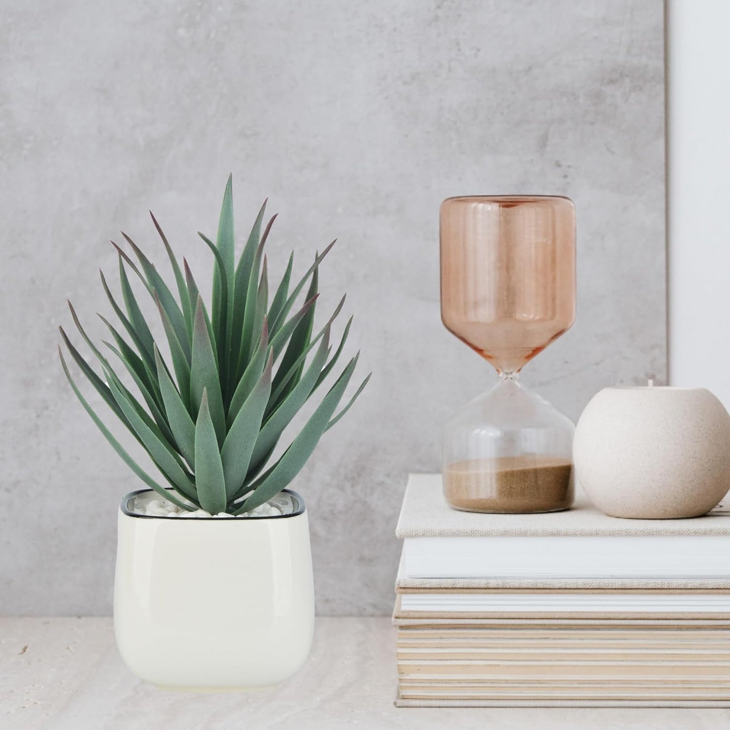 Artificial Succulents in Pots - Small Fake Plants Mini Succulent Agave Faux Plants Indoor for Boho Bathroom Decor, Bedroom, and Coffee Table Office Farmhouse Decoration