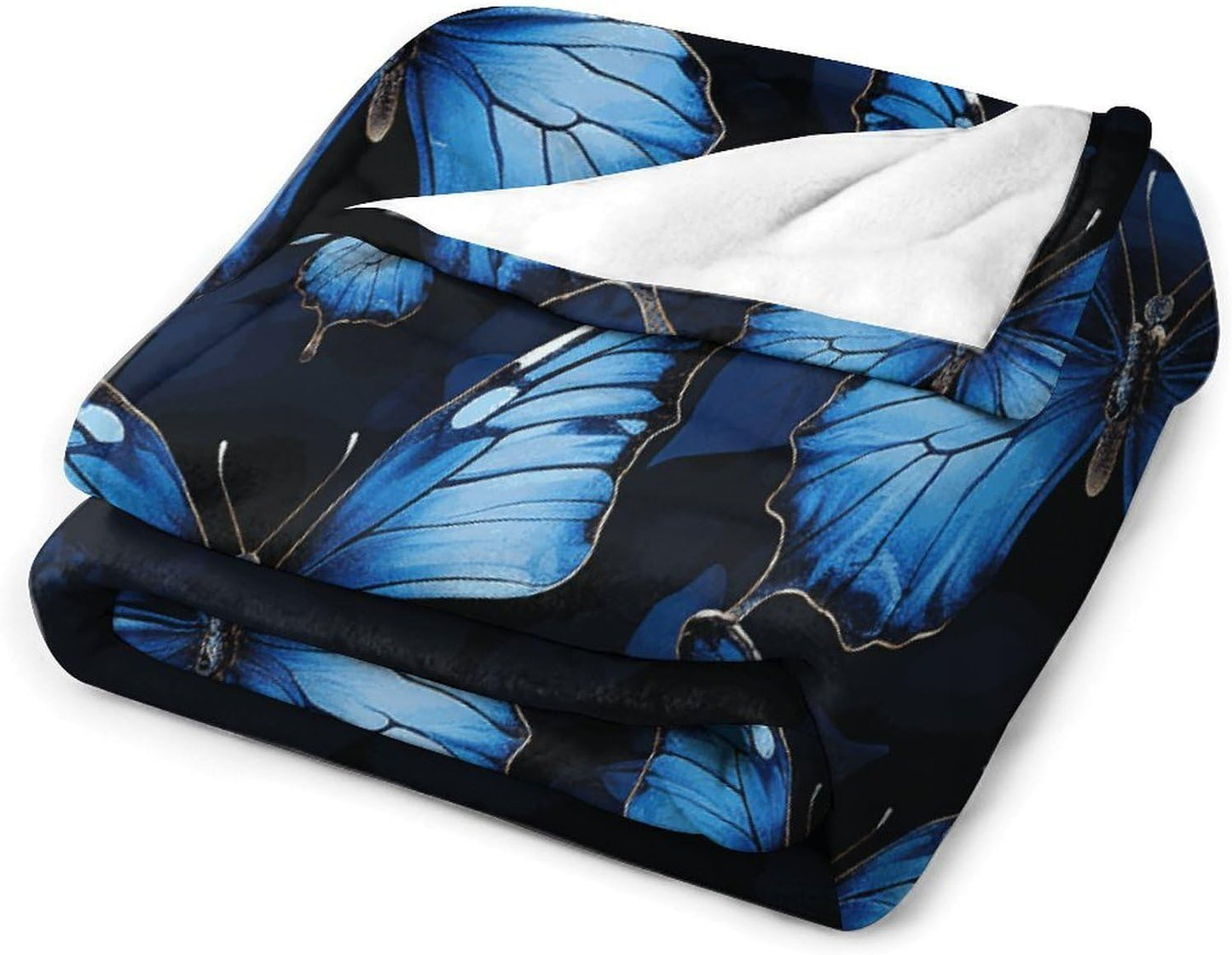 Dark Blue Butterflies Throw Blanket for Couch Super Soft Warm Lightweight Throw Blankets Cozy Flannel Bed Blanket Cute Decorative Blankets for All Seasons Home Decor Gift 30"*40"（76 * 100cm）