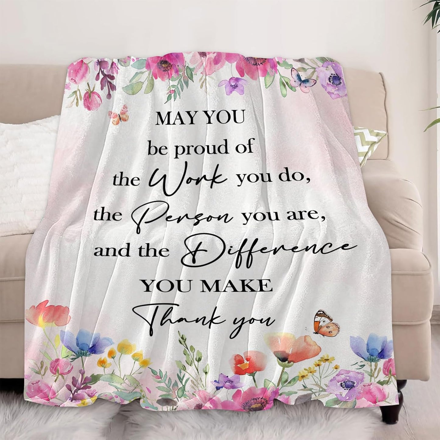Thank You Gifts for Women, Appreciation Gifts for Employee, Inspirational/Farewell/Retirement Gifts for Coworkers/Teacher/Nurse Throw Blanket 60”×50”