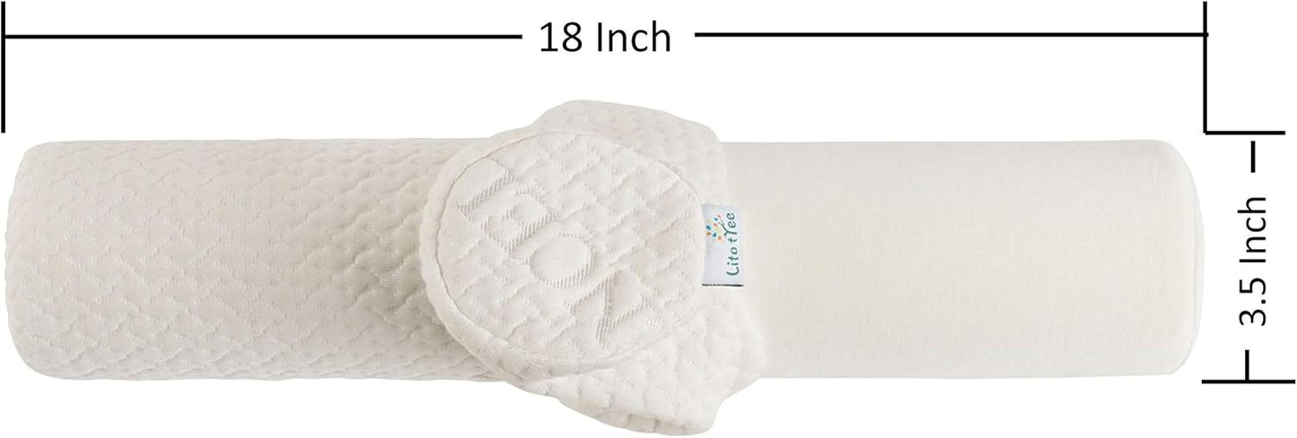 Comfort Memory Foam Neck Roll and Cervical Bolster Round Pillow with Removable Washable Soft Cover for Spine and Neck Back Lumbar Leg Vertebra Support (18x3.5 inch Pillow)