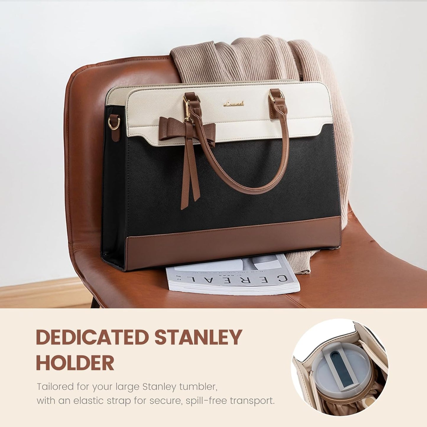 LOVEVOOK Laptop Tote Bag for Women,Leather Work Bag, Waterproof Business Teacher Bag,Large Computer Handbag Purse Briefcase,Office Gifts for Women
