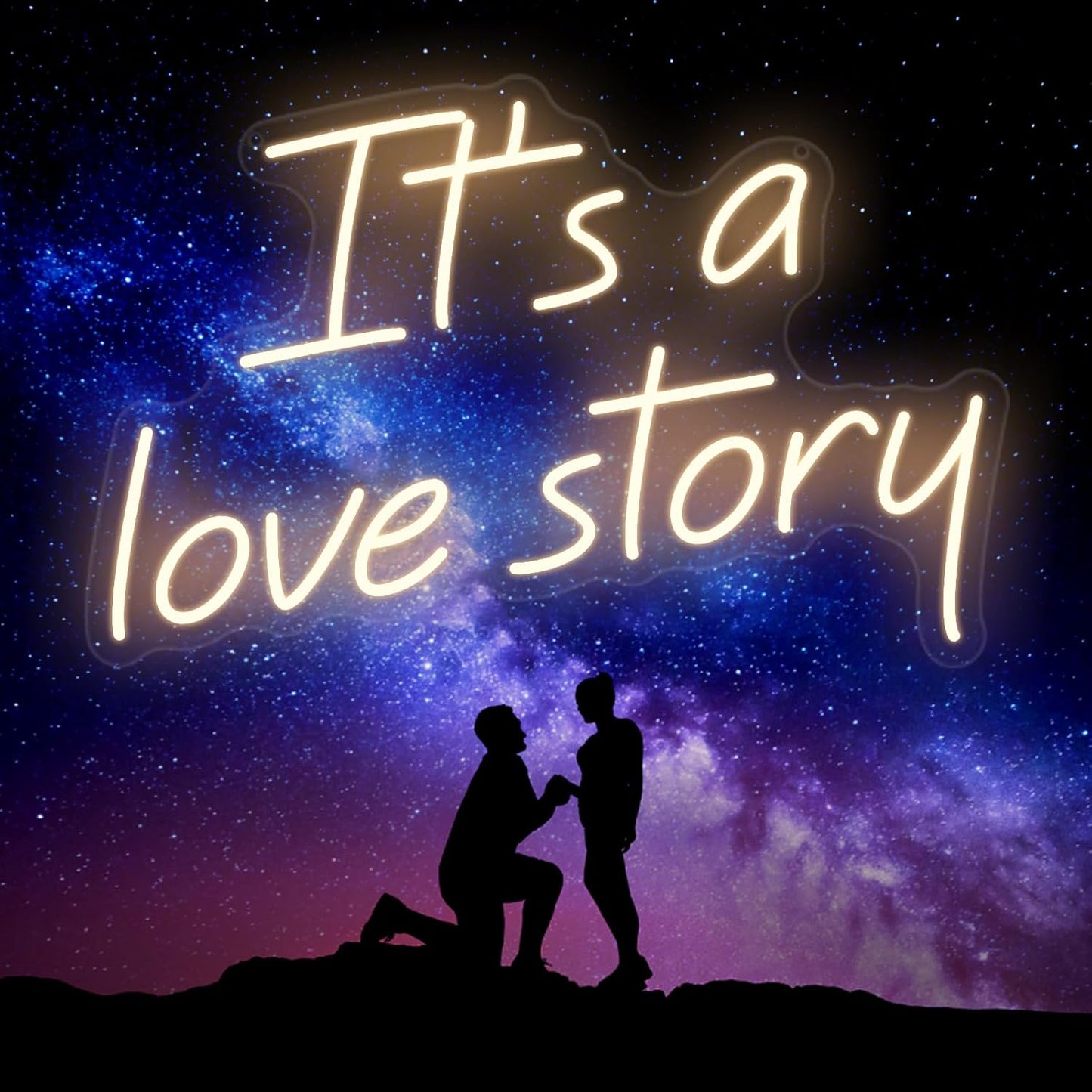 It's a Love Story Neon Signs for Bedroom Living Room Wall Decor, Romantic Gift for Wedding, Engagement, Anniversary, Birthday, Valentine'S Day