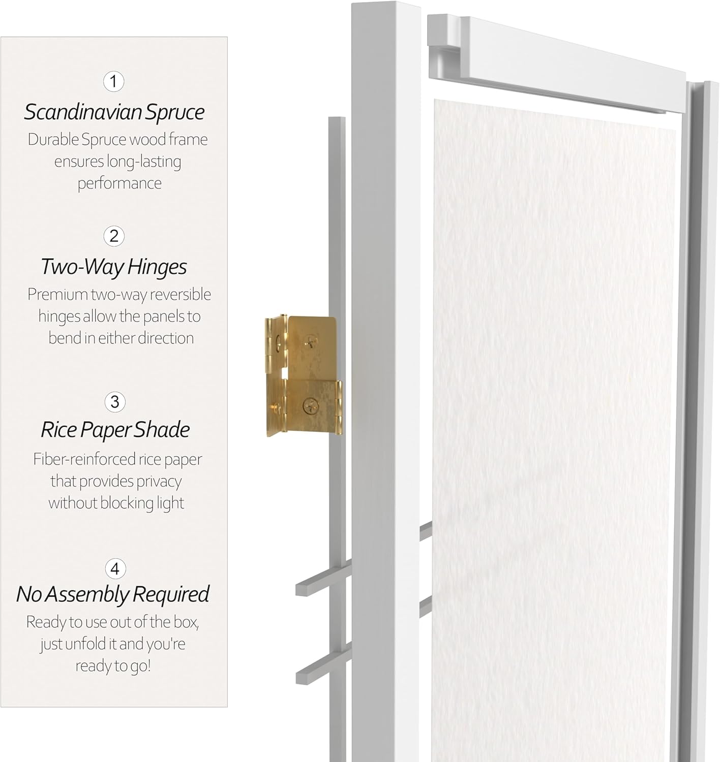 3 ft. Short Double Cross Shoji Screen - White - 3 Panels