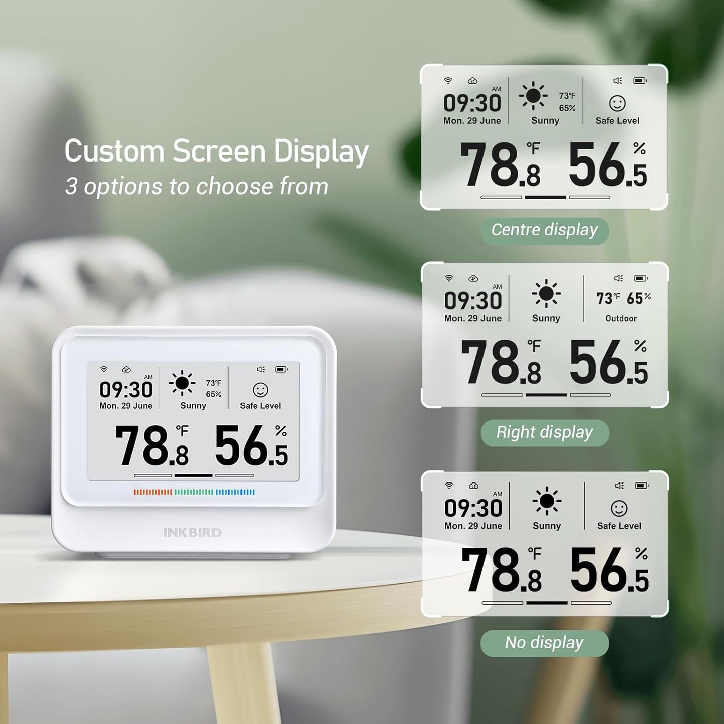 INKBIRD WiFi Thermometer Hygrometer, Temperature and Humidity Sensor with Weather Station, 9-in-1 IBS-TH5 with Electronic Ink Display, 2 Years Free Data Storage Export, Remote Monitor for Room