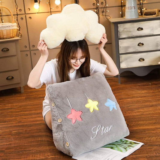 Creative Bedside Triangle Cushion Pillow Lovely Waist Back Lumbar Pillow Soft Reading Pillow (Gray, 45×50×25CM)