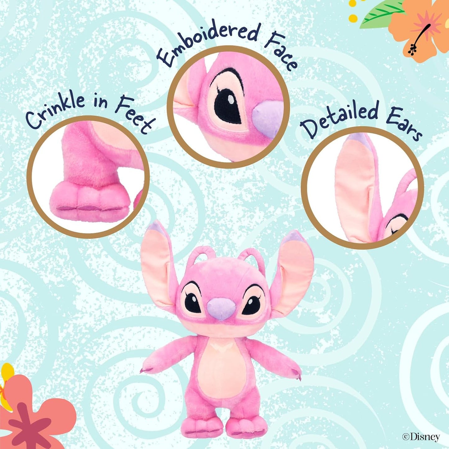 Kids Preferred Disney Baby Lilo & Stitch Angel Soft Huggable Stuffed Animal Cute Plush Toy for Toddler Boys and Girls, Gift for Kids, Pink Angle 16 Inches