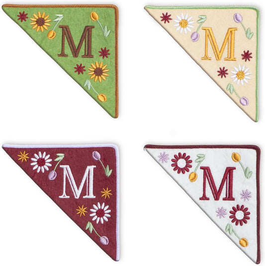 Personalized Embroidered Corner Mark, 4 Pack, Finished Initial Felt Bookmark Corner, Gift for Book Lover