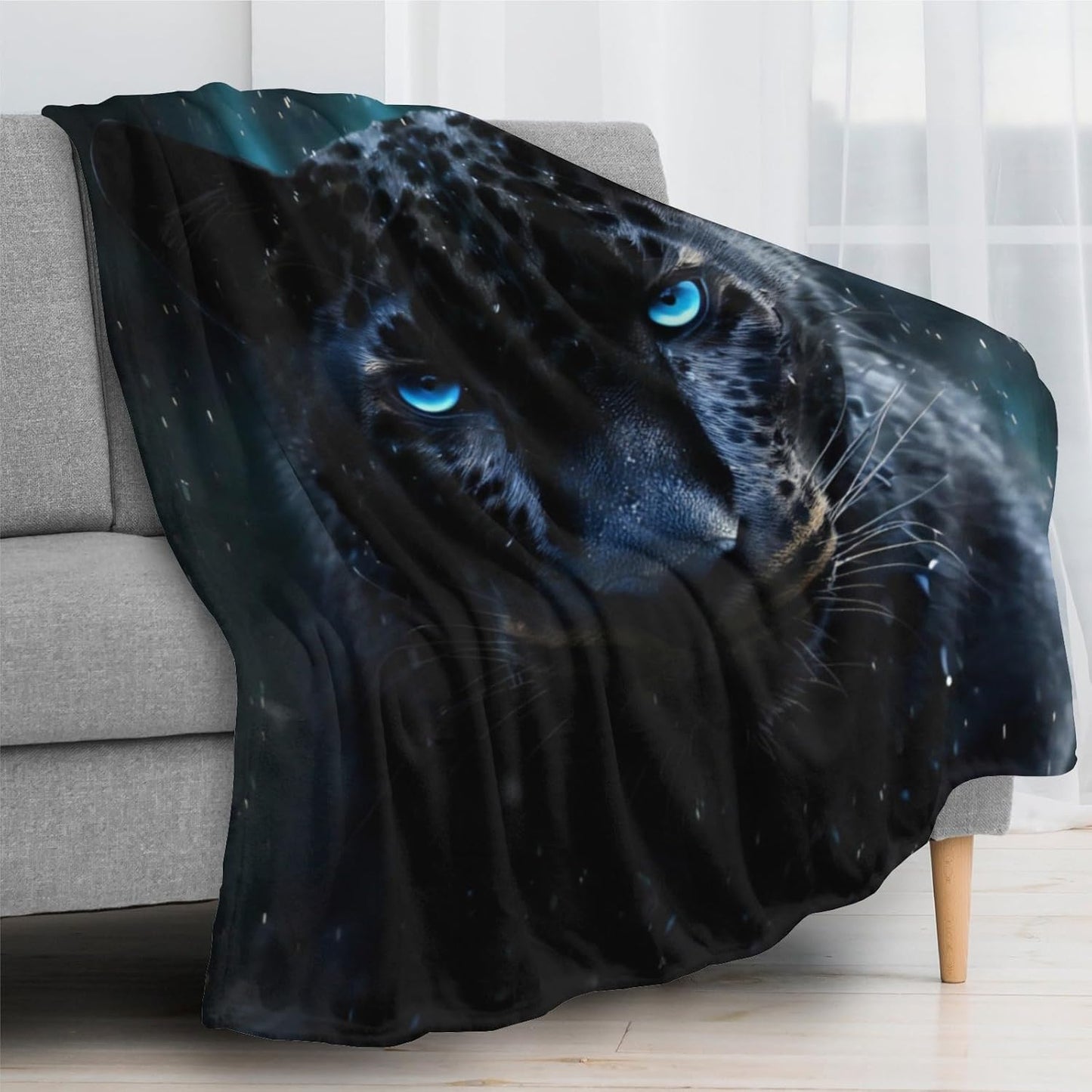Black Panther 60"x50" Fleece Throw Blanket - Wild Animal Style Plush, Luxury Black Fuzzy Blanket That Does Not Fade