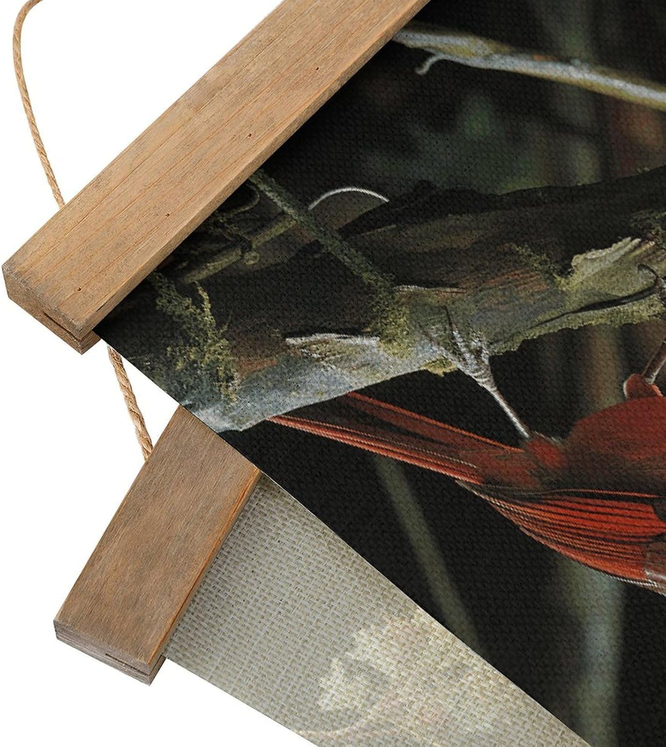 Vintage Cardinals Birds Fauna Wild Poster with Wooden Frame Personalized Linen Hanging Scroll Painting Rustic Wall Hanging Illustrative Modern Artwork Decor for Home Living Room Bedroom Office