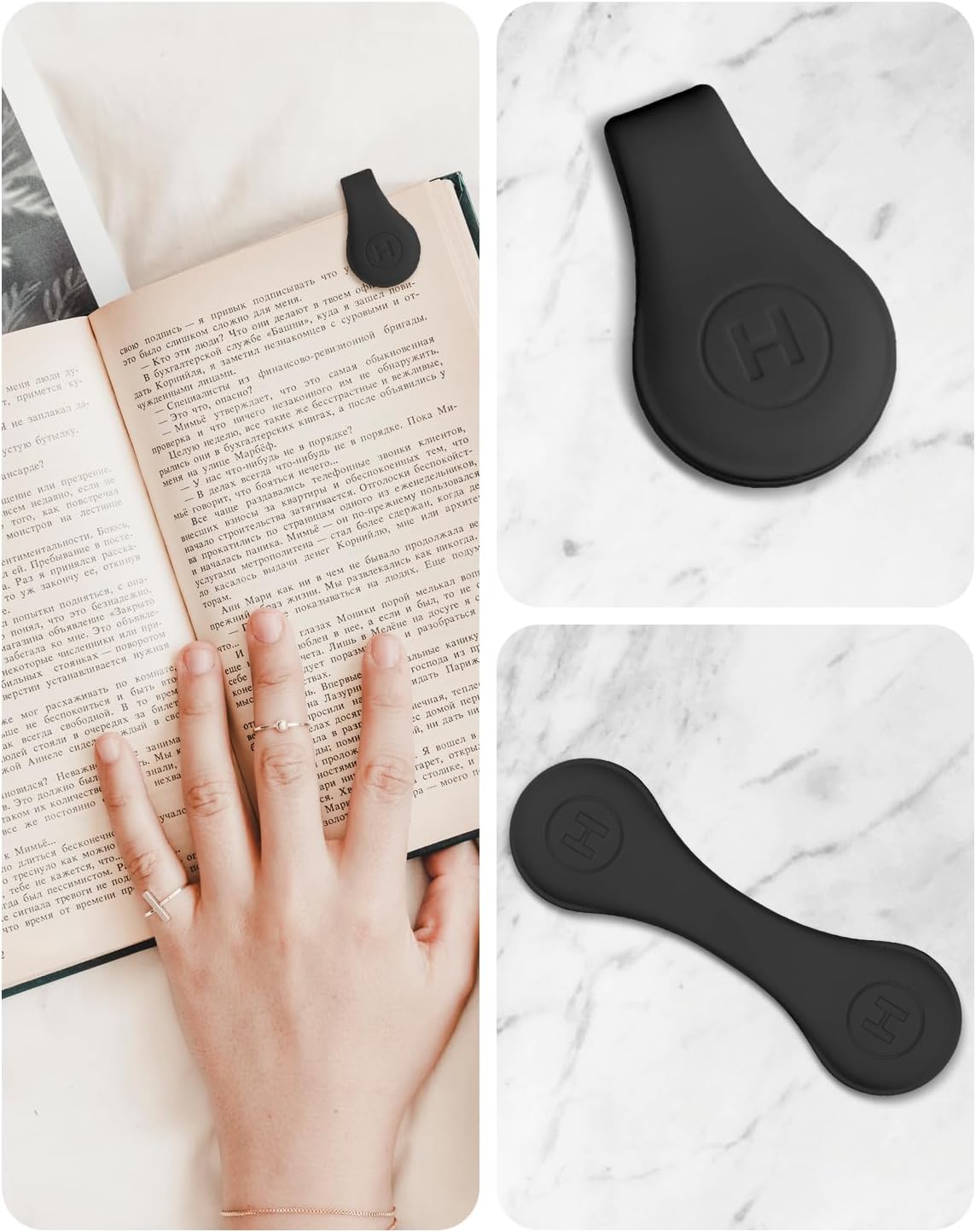 2 PCS Magnetic Bookmarks, Book Page Holders, Book Markers, Magnetic Bookmarks for Women, Book Lovers, Reading Accessories Gift(Rice White+Black)