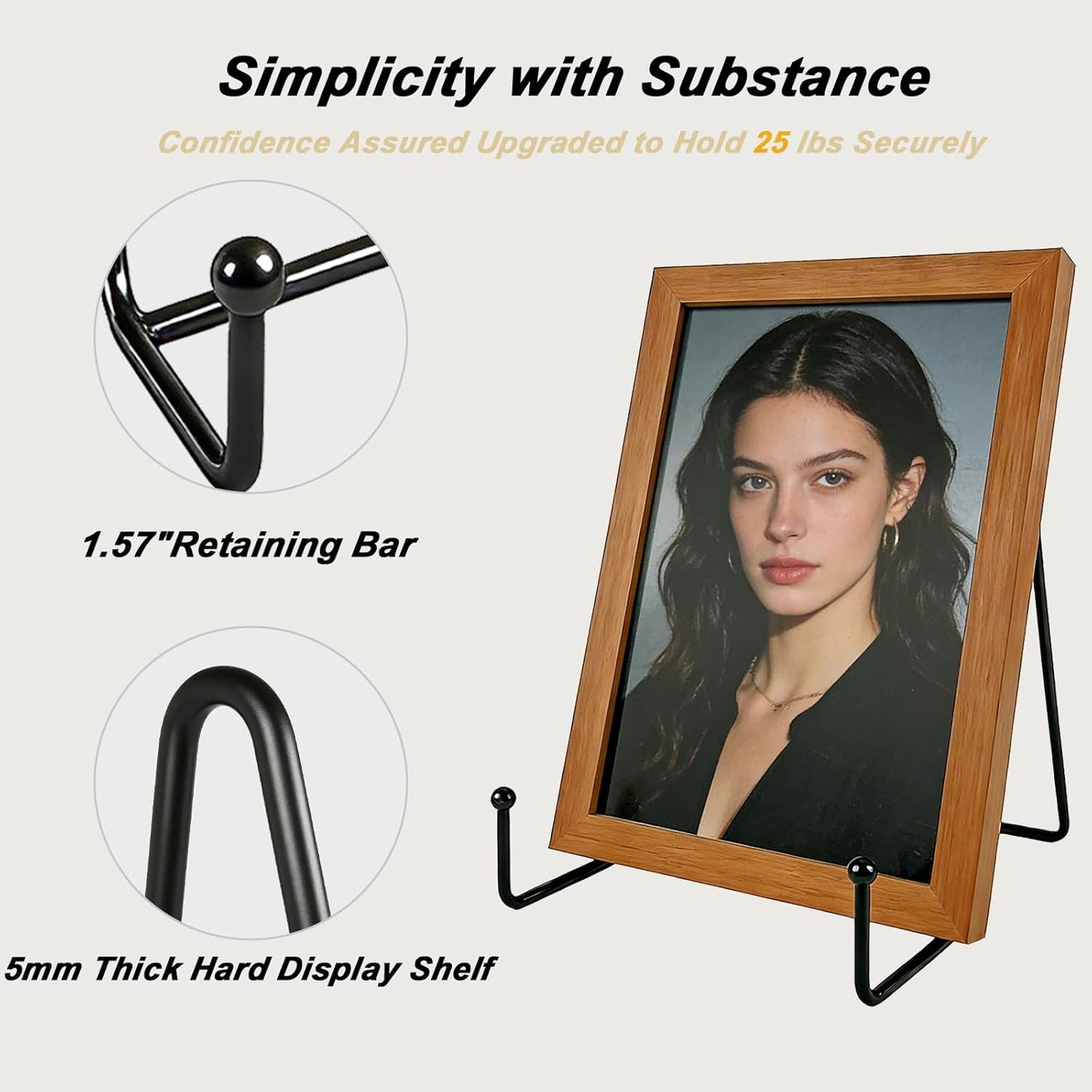 5 Pcs Plate Stands for Display,10 Inch Plate Holder Display Stand, Metal Frame Bracket for Book, Picture, Decorative Plate, Photo, and Platter, Desktop Display Shelf, Tabletop Art