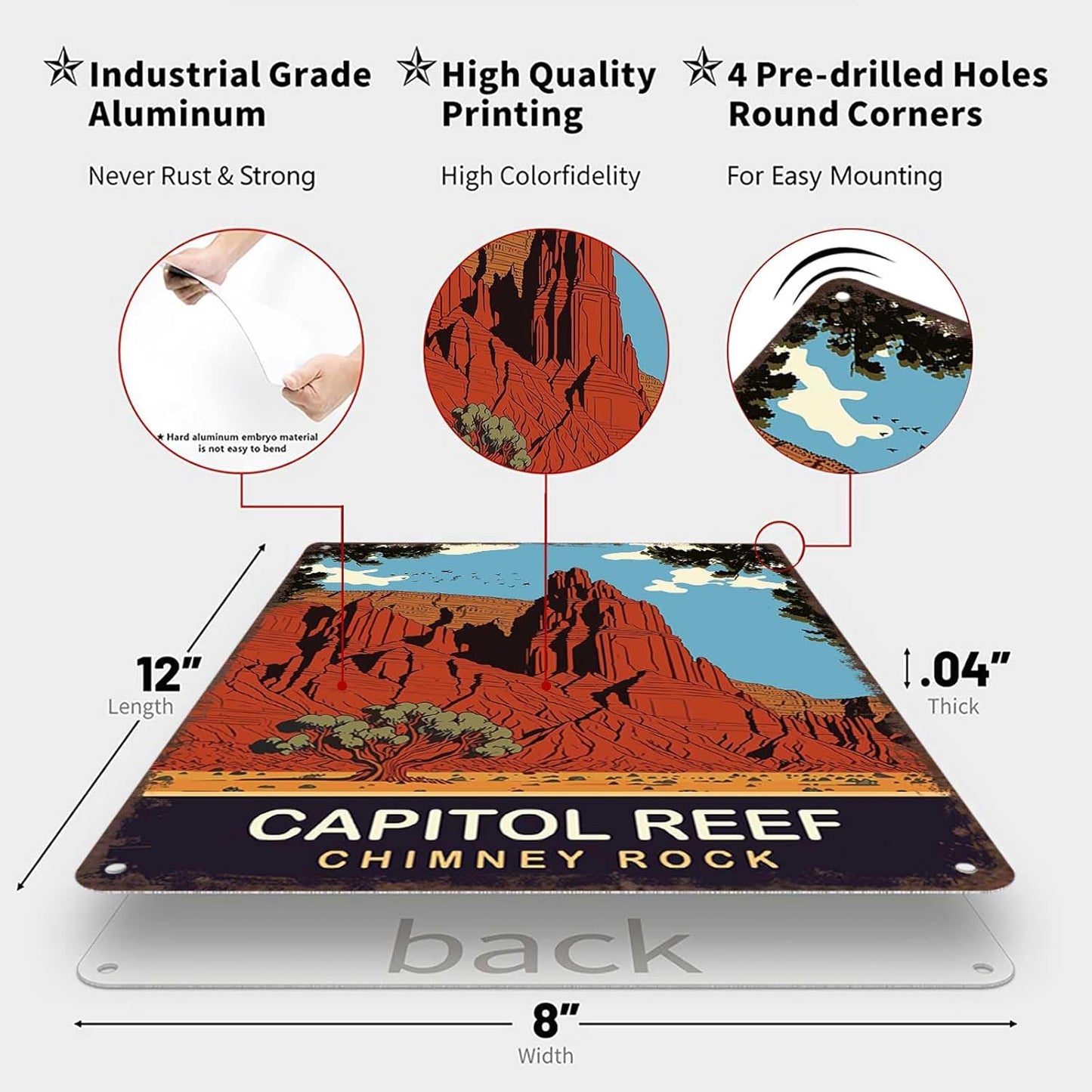 Vintage Metal Tin Sign Capital Reef National Park Poster-Wall Art Decor for Home Room Office Dorm Decor 8X12inch