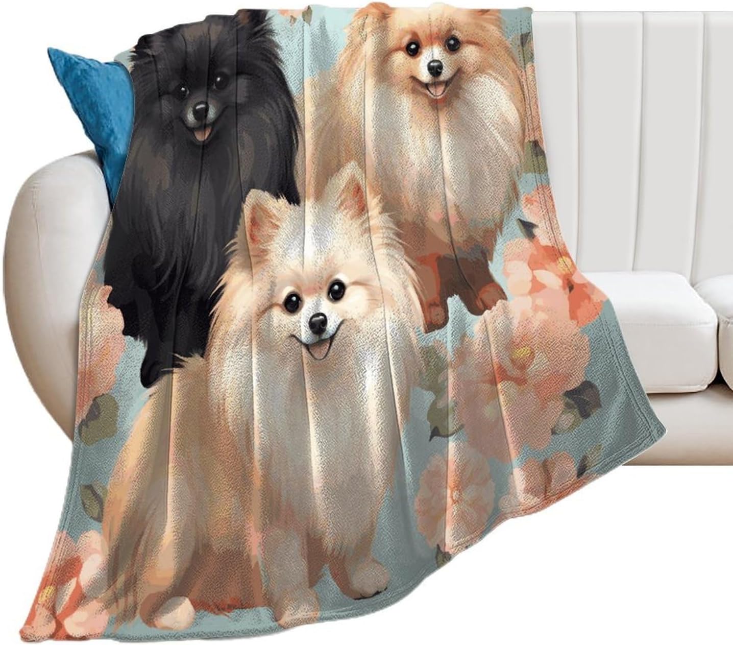 Pomeranians Pattern Blanket Super Soft Lightweight Throw Blanket Cute Cozy Warm Bed Blanket Decorative Fuzzy Blanket All-Season Home Decor Gift for Sofa Couch Living Room 50"*60"（130 * 150cm）