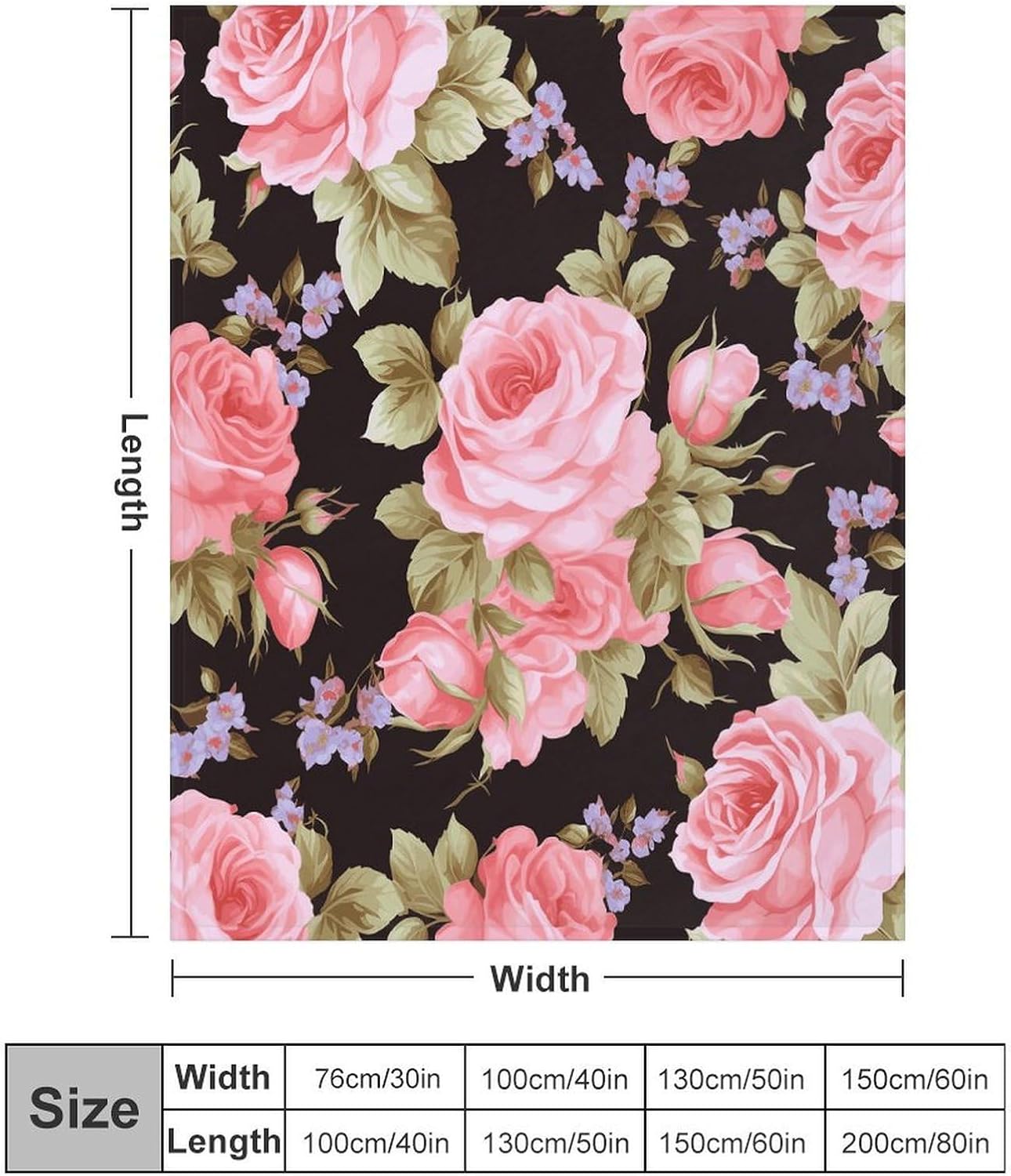 Pink Rose Blanket Super Soft Lightweight Throw Blanket Cute Cozy Warm Bed Blanket Decorative Fuzzy Blanket All-Season Home Decor Gift for Sofa Couch Living Room 30"*40"（76 * 100cm）