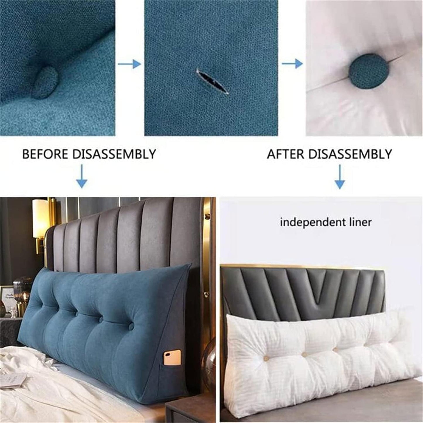 King Size Triangular Reading Bed Rest Pillow Large Bolster Cushion Headboard Backrest Wedge Pillow Neck Lumbar Support(Size:60x20x50cm(24x7.8x20),Color:E)