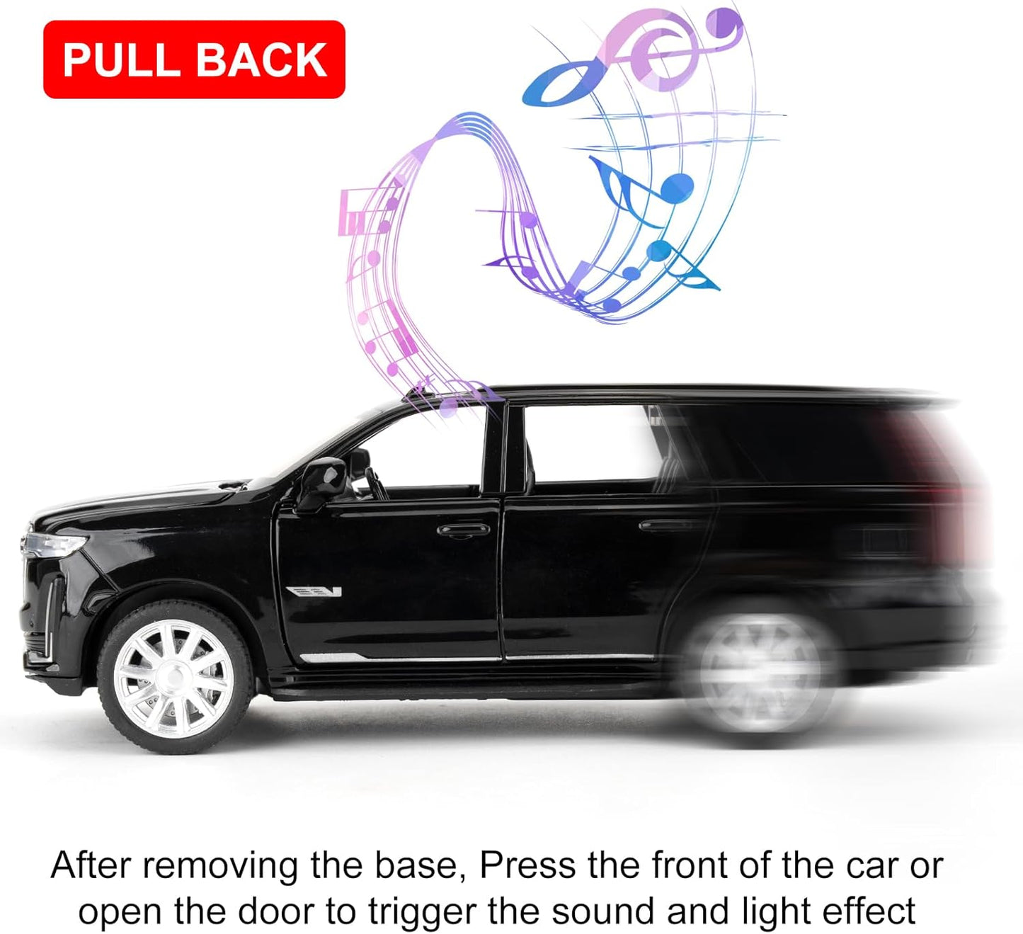 Toy Cars Compatible for 1:32 Escalade SUV Model Cars, Pull Back Die-cast Vehicles, Collectible Cars with Sounds＆Lights for Kids Boys Girls and Adults, Gift Black