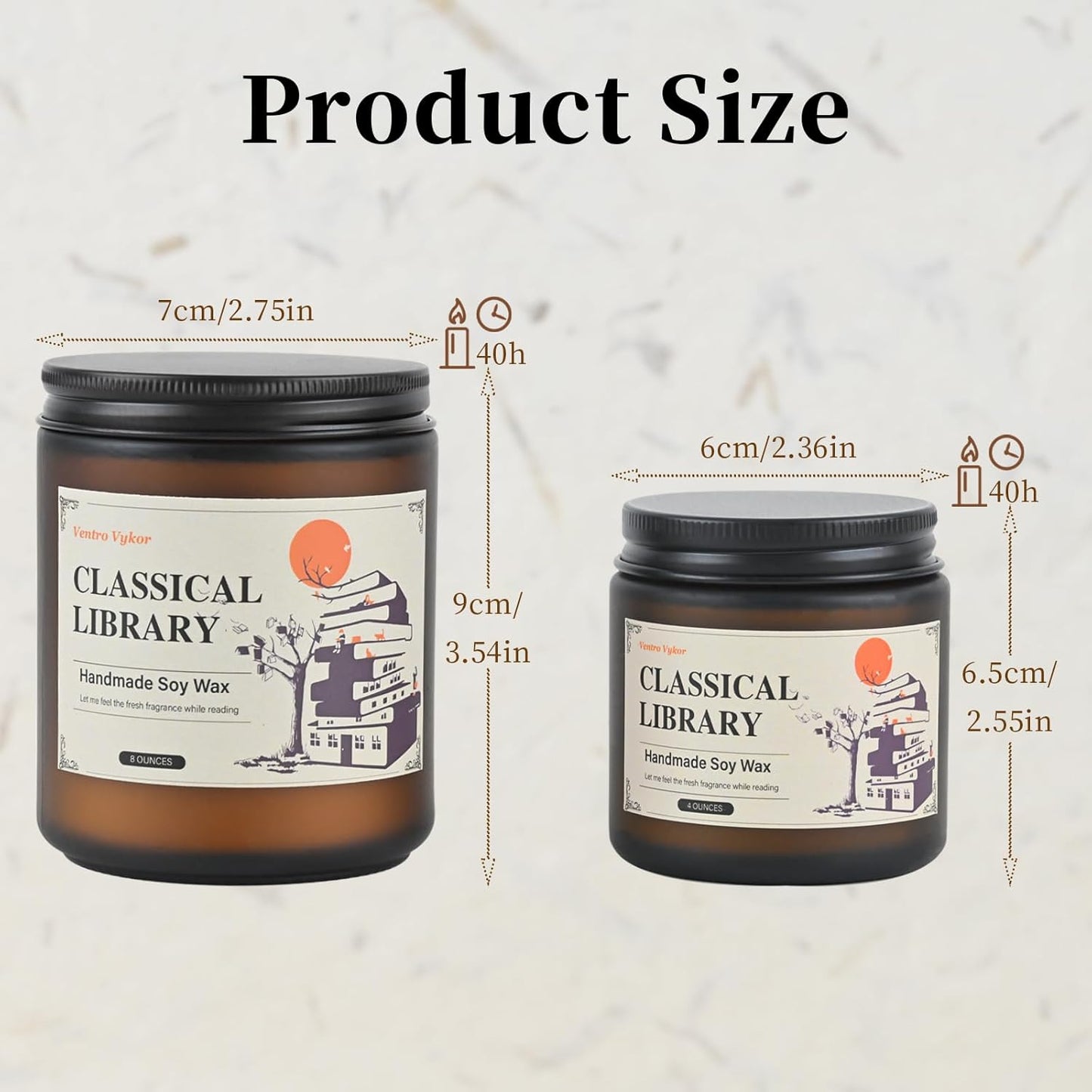 Classical Library Candle,Book Lovers Gifts,4 oz 20 Hours Burn Soy Wax Candle Gift for Readers Birthday Gifts for Book Lovers,Librarian