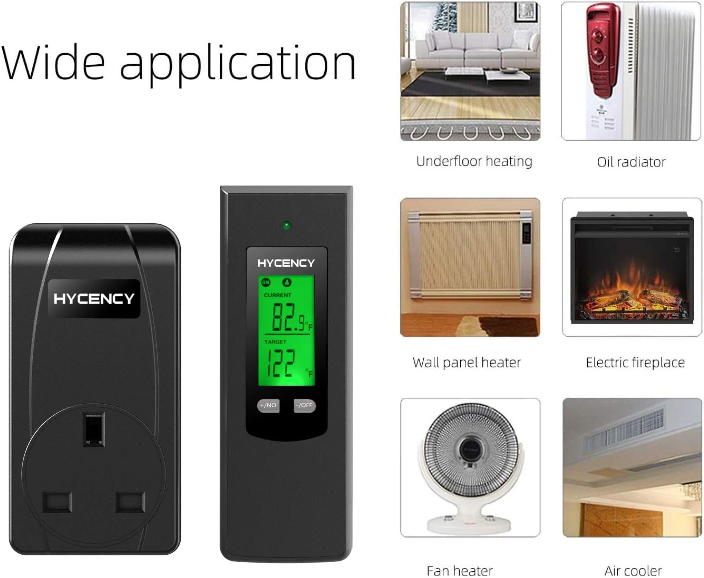 Wireless Plug in Thermostat Outlet, Electric Thermostat Controlled Outlet with Built-in Temperature Sensor Remote Control (Black)