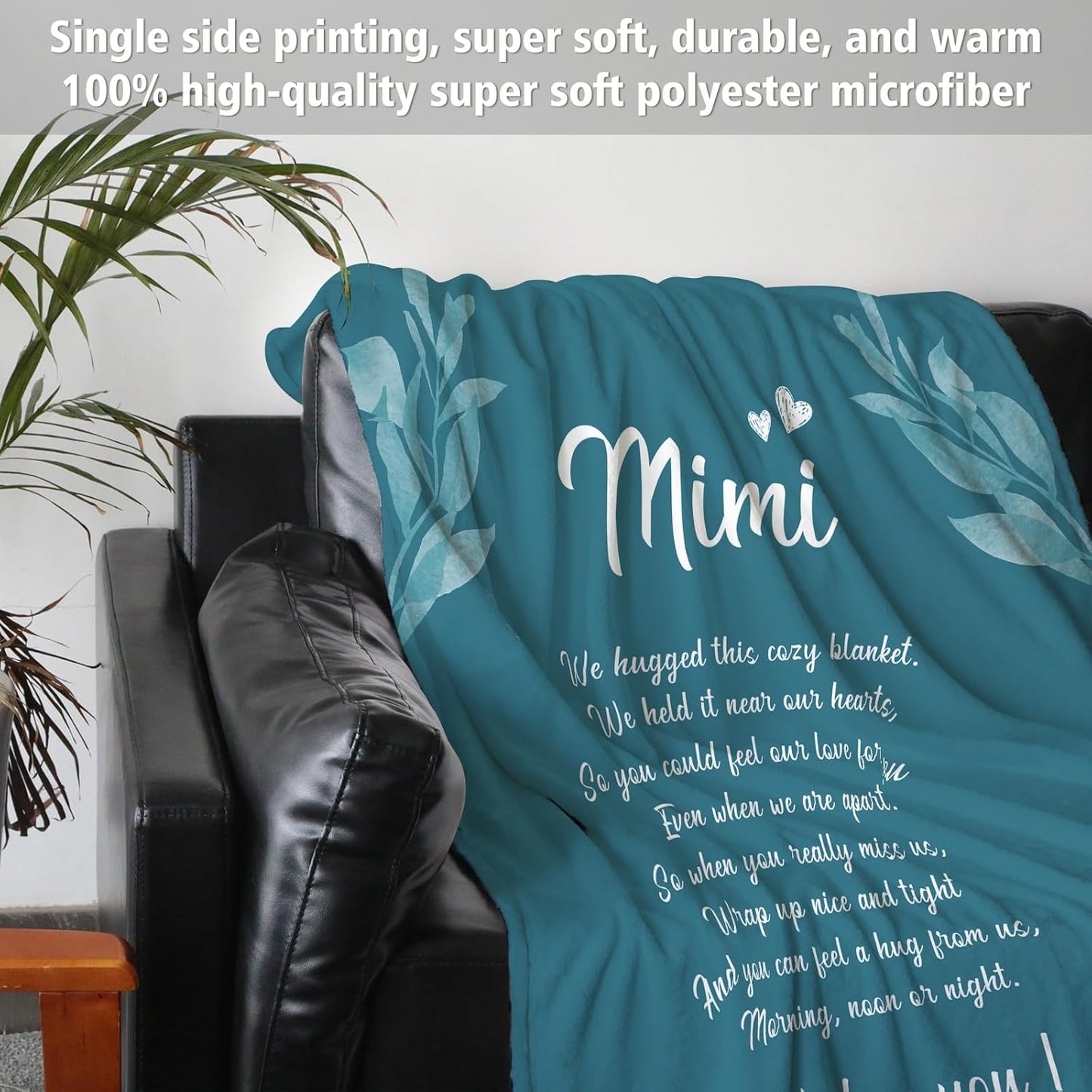 Afterprints Mimi Gifts Blanket, Birthday Gifts for Mimi, Mimi Gifts for Grandma, Soft Flannel Throw Blankets 50" x 60"
