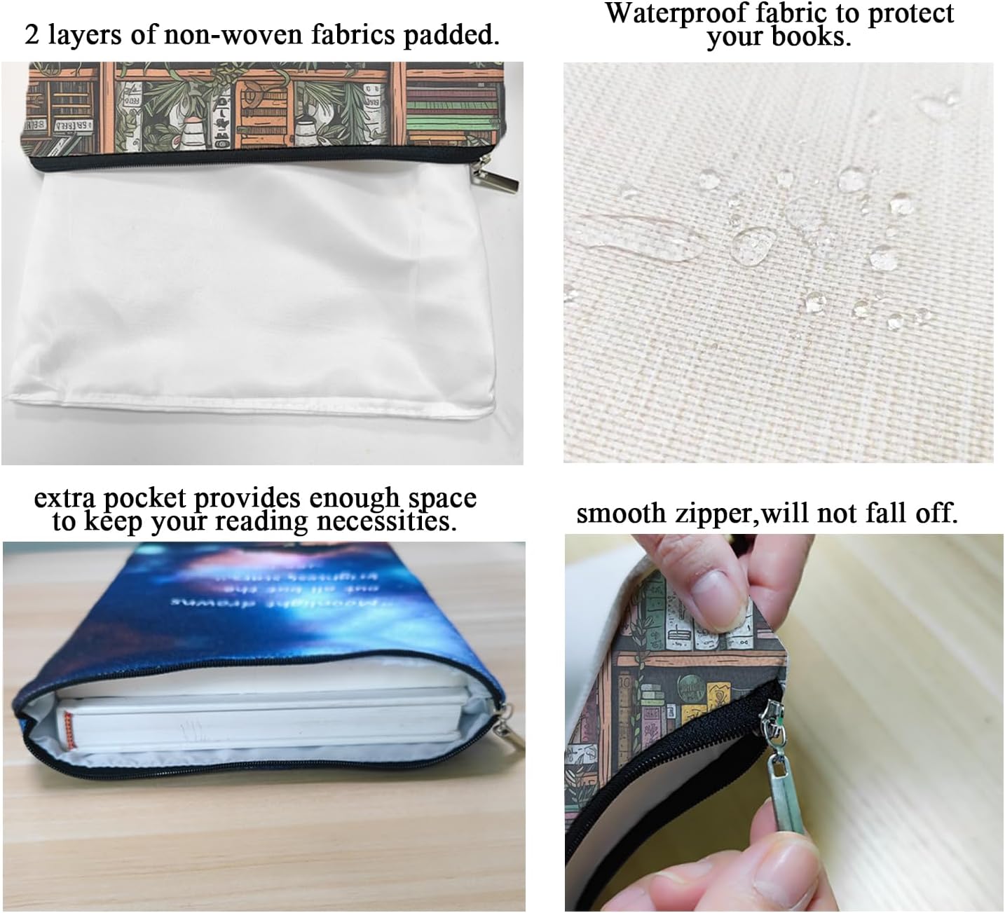 Book Sleeve, Book Sleeve with Zipper, Book Cover for Book Lovers, Pouch Book Covers, Book Sleeves, Paperback Book Covers6JB014