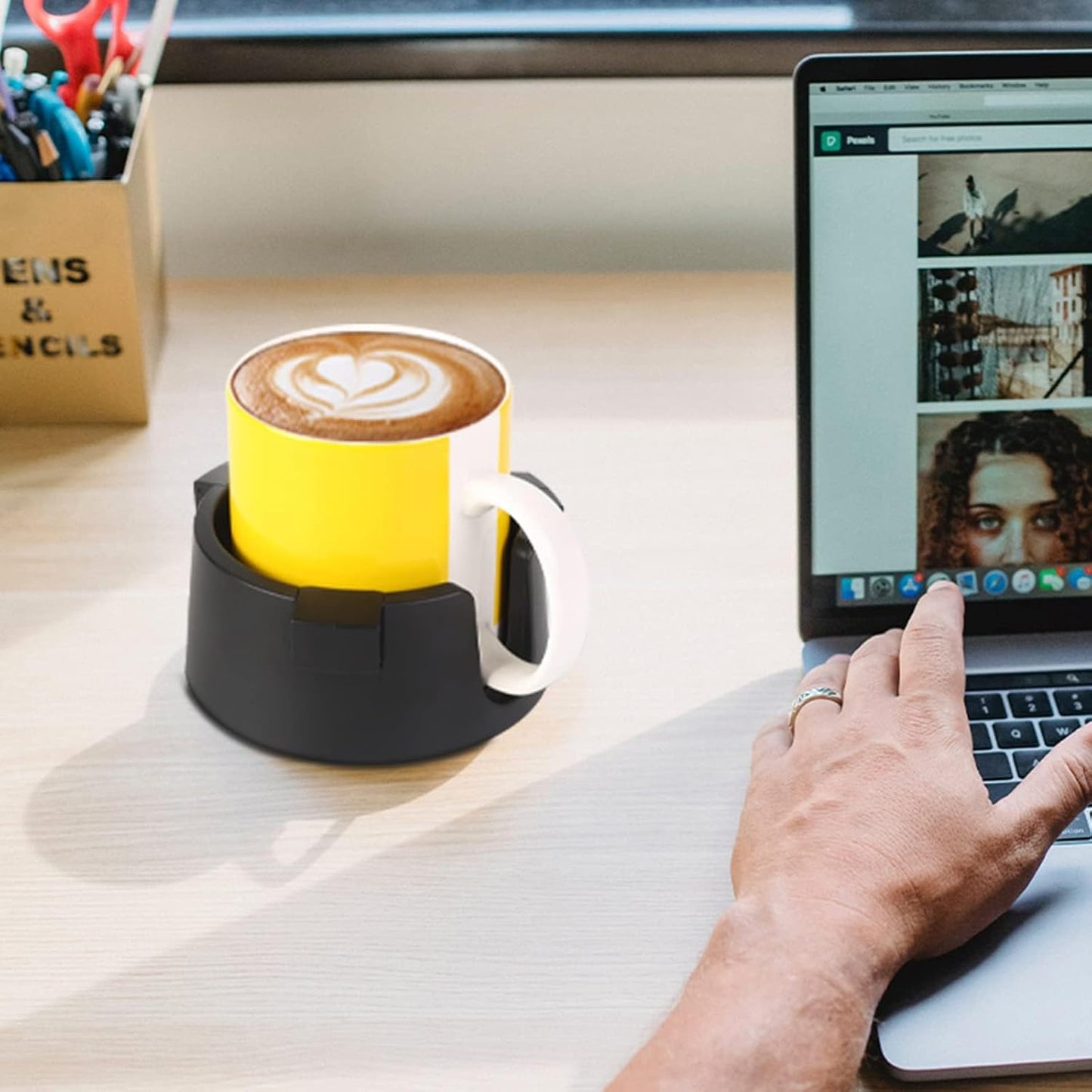 Adjustable Drink Holder Desk Cup Holder with Anti-Slip Base Perfect for Table Use Multi-functional Cup Holders for Drinks Ideal for Home Office Study Durable and Stable Design Desk Accessories (Black)