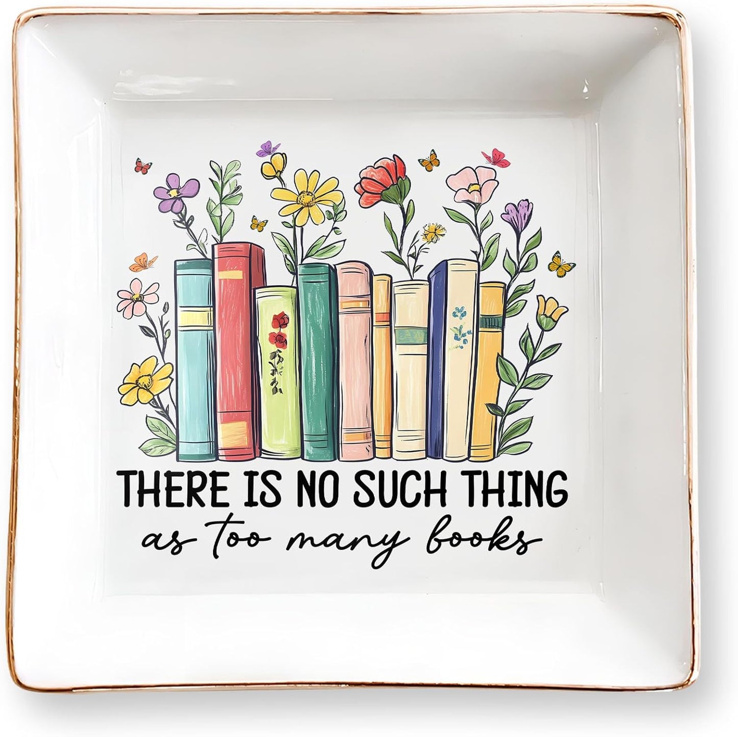 Book Lovers Gifts for Women – Floral Books 4" Jewelry Dish – Bookish Gift for Readers, Librarian, Bookworm, Teacher, Mom, Sister, Friend – Library Gifts, Book Gift for Birthday, Mother Day, Graduation
