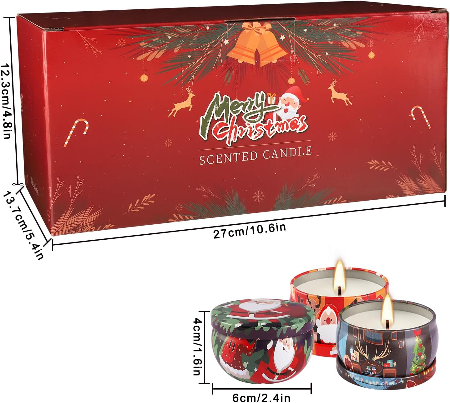 24 Packs Christmas Scented Candles Gift- Aromatherapy Candle-2.5oz Soy Wax-Long Lasting Burn time, Advent,Christmas Thanksgiving Gifts, Home Decor.