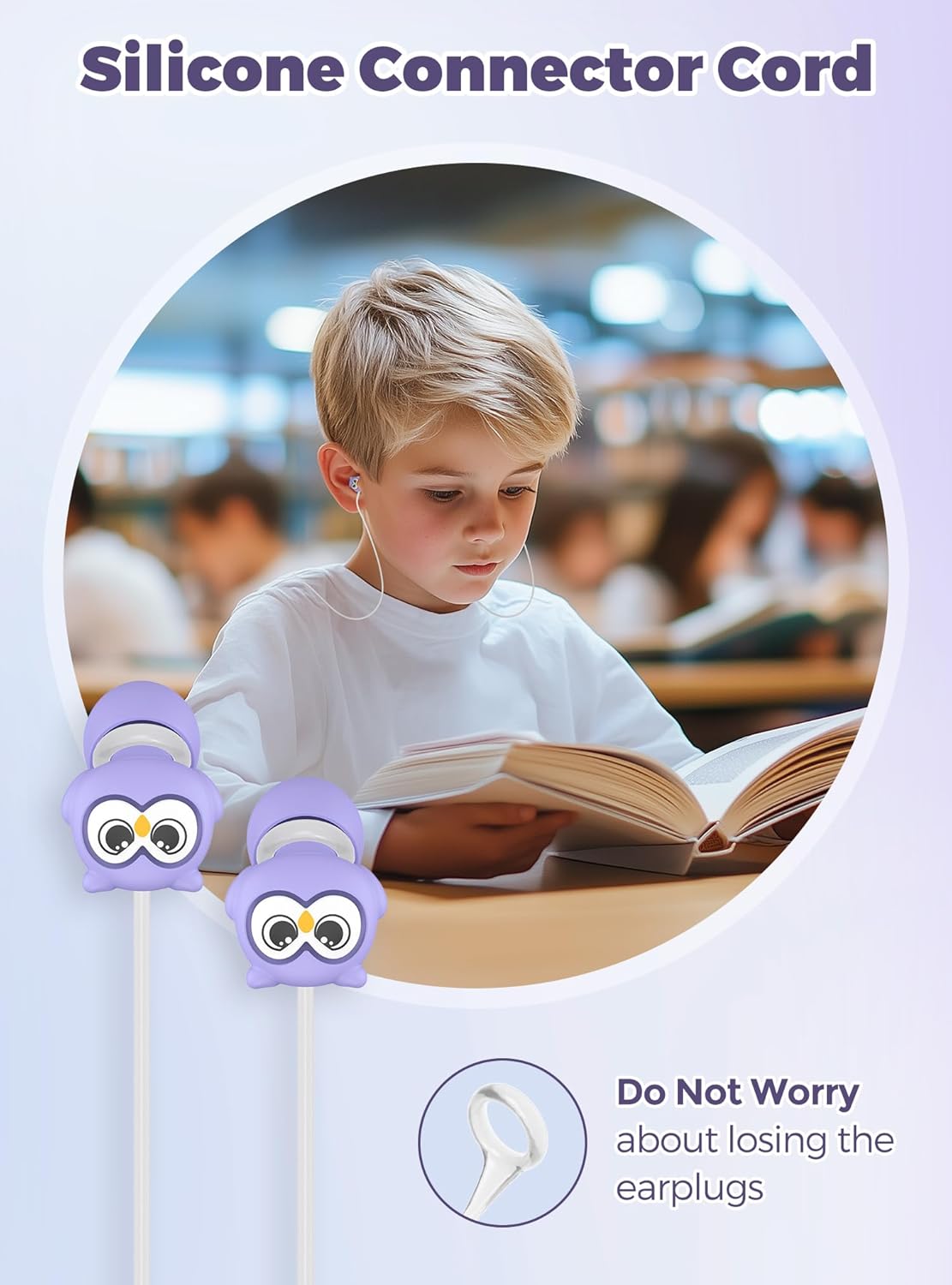 Kids Ear Plugs for Ear Protection Kids 5+, Adults & Small Ears, 4 Sizes Silicone Tips with Safety Cord, 26dB Noise Reduction Earplugs for School, Airplane, Travel, Concerts & Noise Sensitivity