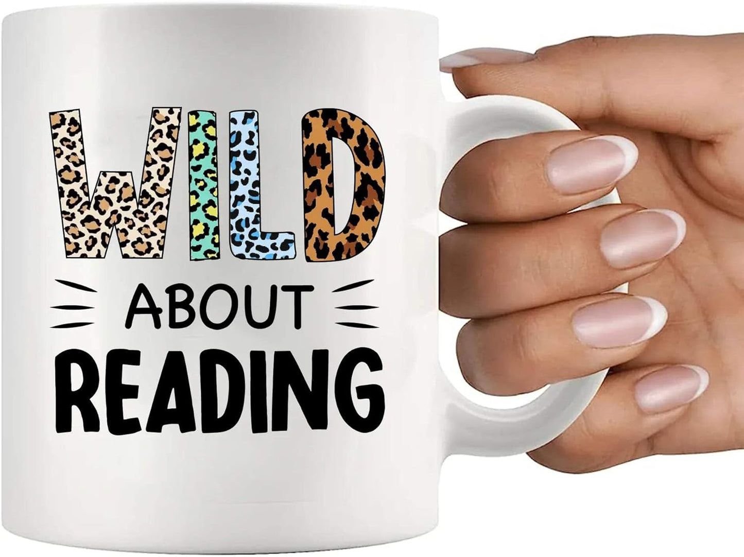 Wild About Reading Book Lover Gifts Book Readers Gifts For Women Men Sister Girlfriend Wife From Husband Boyfriend Dad Mom Funny Ceramic Mug Novelty Drinkware 11oz White