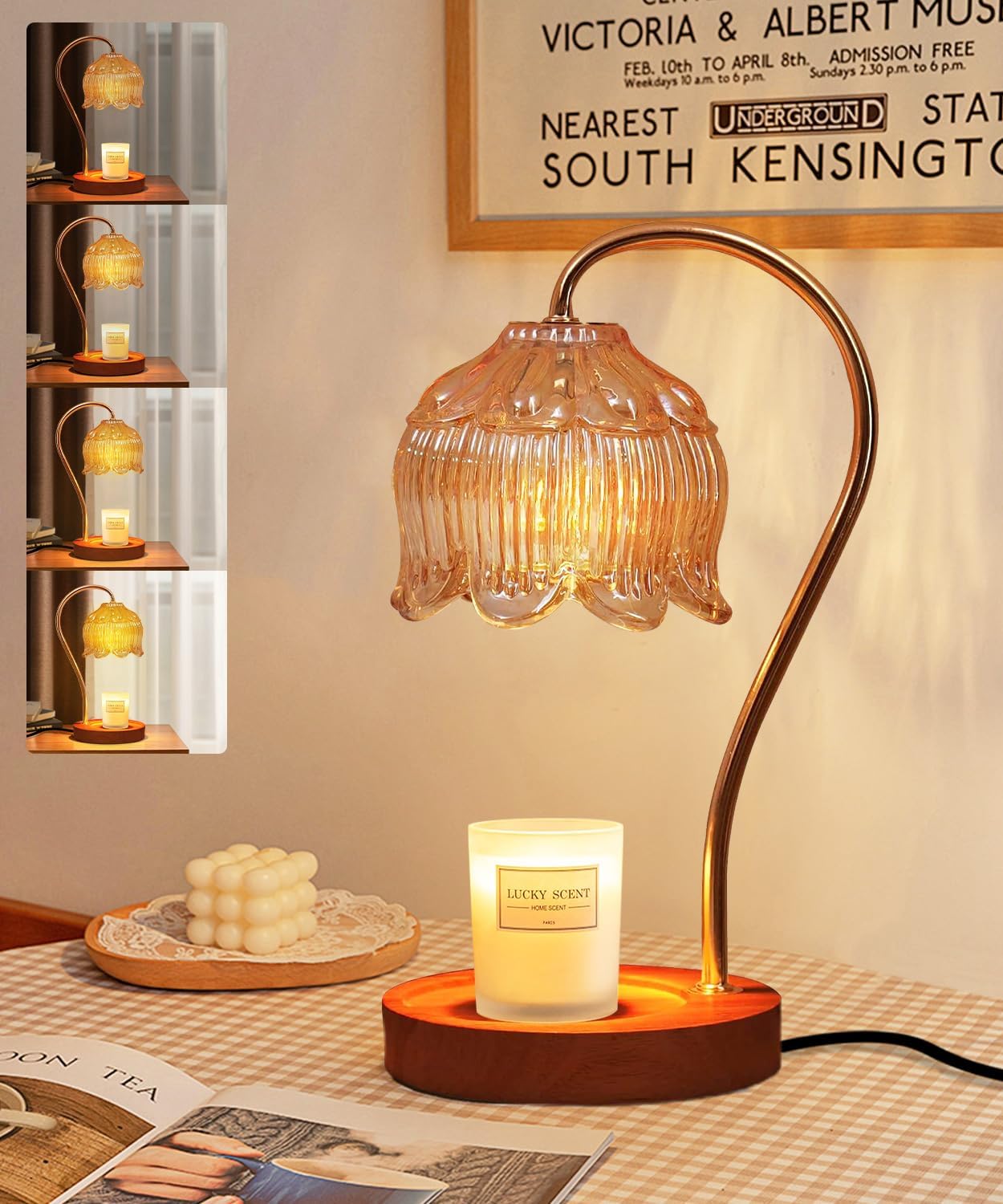 Candle Warmer Lamp Dimmable with Timer- Mothers's Day Gifts for Mom, Fragrance Flower Candle Lamp with 2 *50W Bulbs, Wax Melter Warmer Lamps for Jar Candle, Christmas Halloween House Warming Gifts