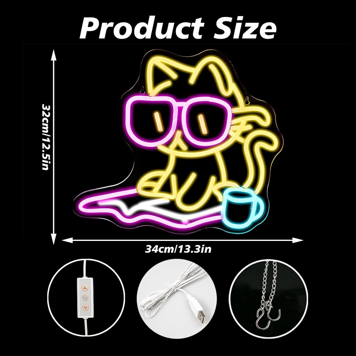 Cat Reading Book Neon Sign Wall Decor Reading Cat Neon Light Bedroom Wall Decor Suitable for Classroom Book Party Library Decoration Reading Room Bookish Decor Gift