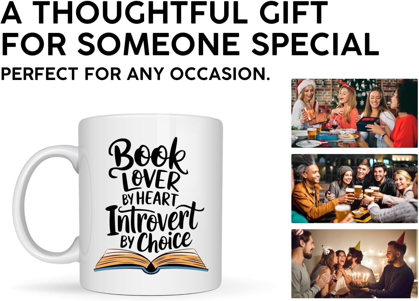 Book Lovers Coffee Mug 11oz White -Lover Introvert - Gift for Book Club Bookworm Bookish Reading Nerdy Avid Readers Women