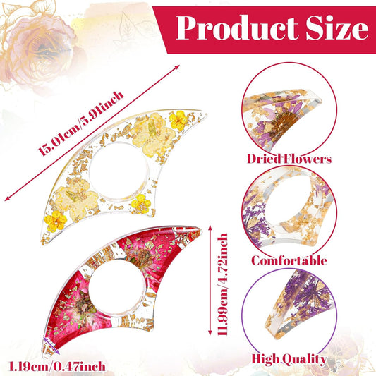 Sibba 2 Pcs Thumb Book Page Holder, Dried Flower Resin Bookmark Thumb Book Page Holder for Reading, Transparent Books Pages Opener Reading Accessories Gift for Books Lovers Students Teachers