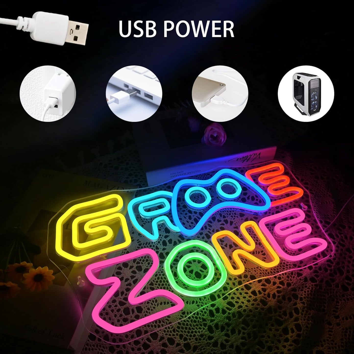 Game Zone Neon Sign Wall Decor Neon Light Bedroom Wall Decor Suitable for Classroom Book Party Library Decoration Reading Room Bookish Decor Gift