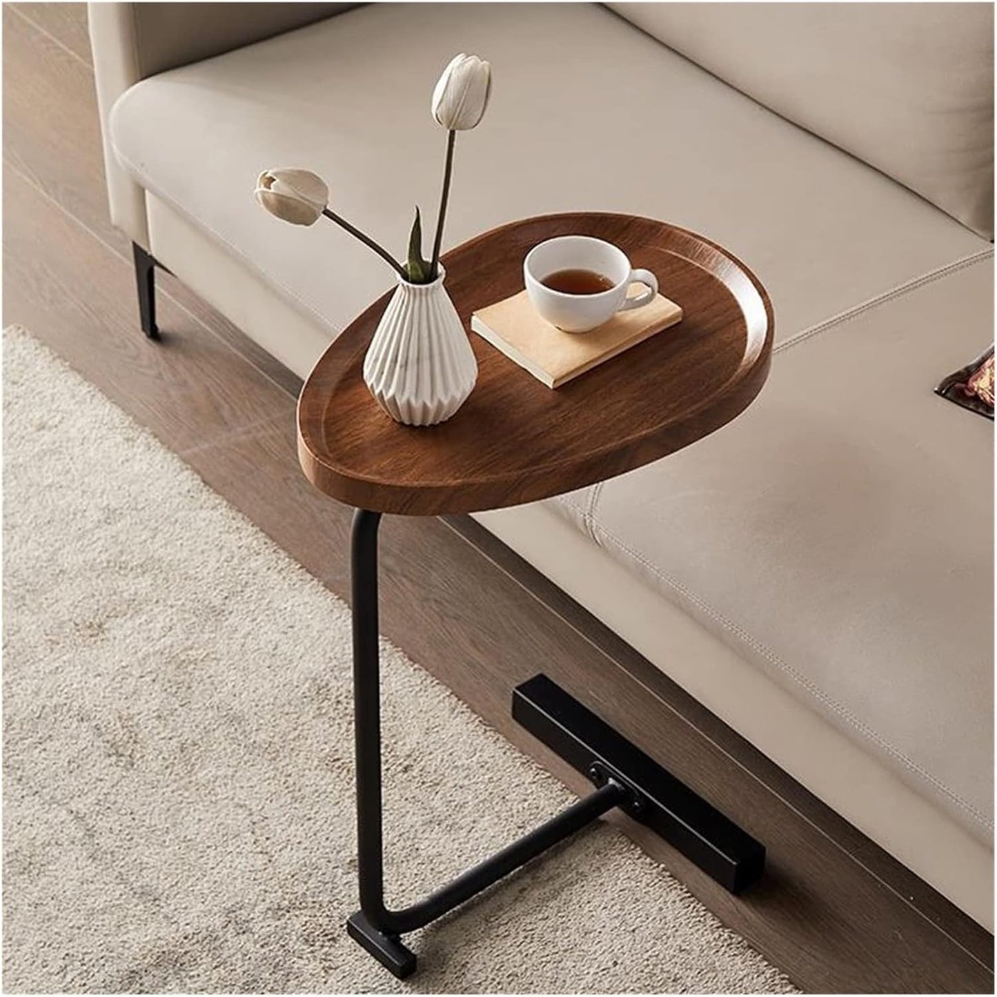 JSEIAJB Home Sofa Side Corner Table Living Room Bedside Reading Oval Coffee Tea Solid Wood Counter Top Side Table(White-Patch Five-Pointed star4,60 * 32cm)