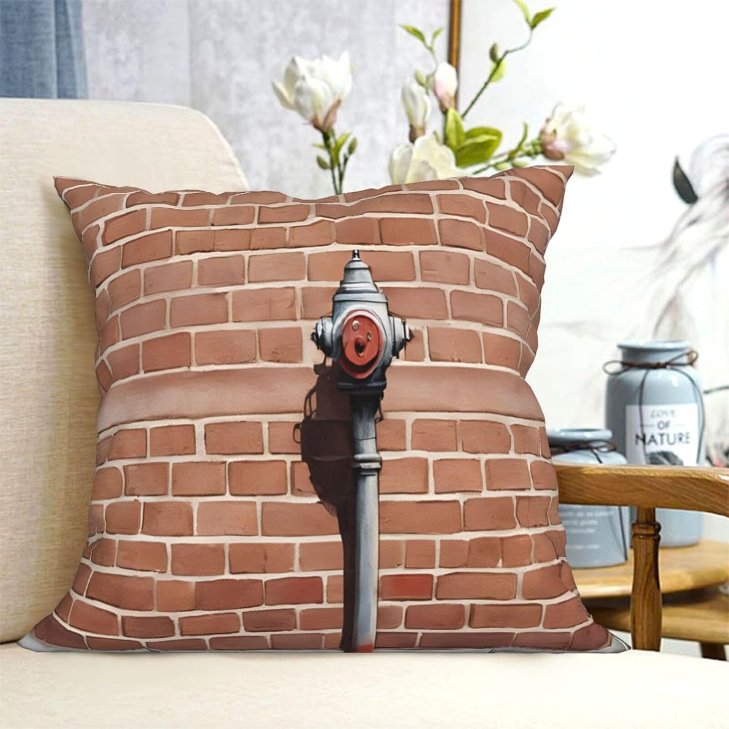 All-Season Square Pillow Covers 18"X18", Industrial Brick Wall, Decorative Throw Pillow Covers For Sofa Bed Couch, Hidden Zipper Cushion Cover, Square Lumbar & Accent Pillowcases For Home Decor