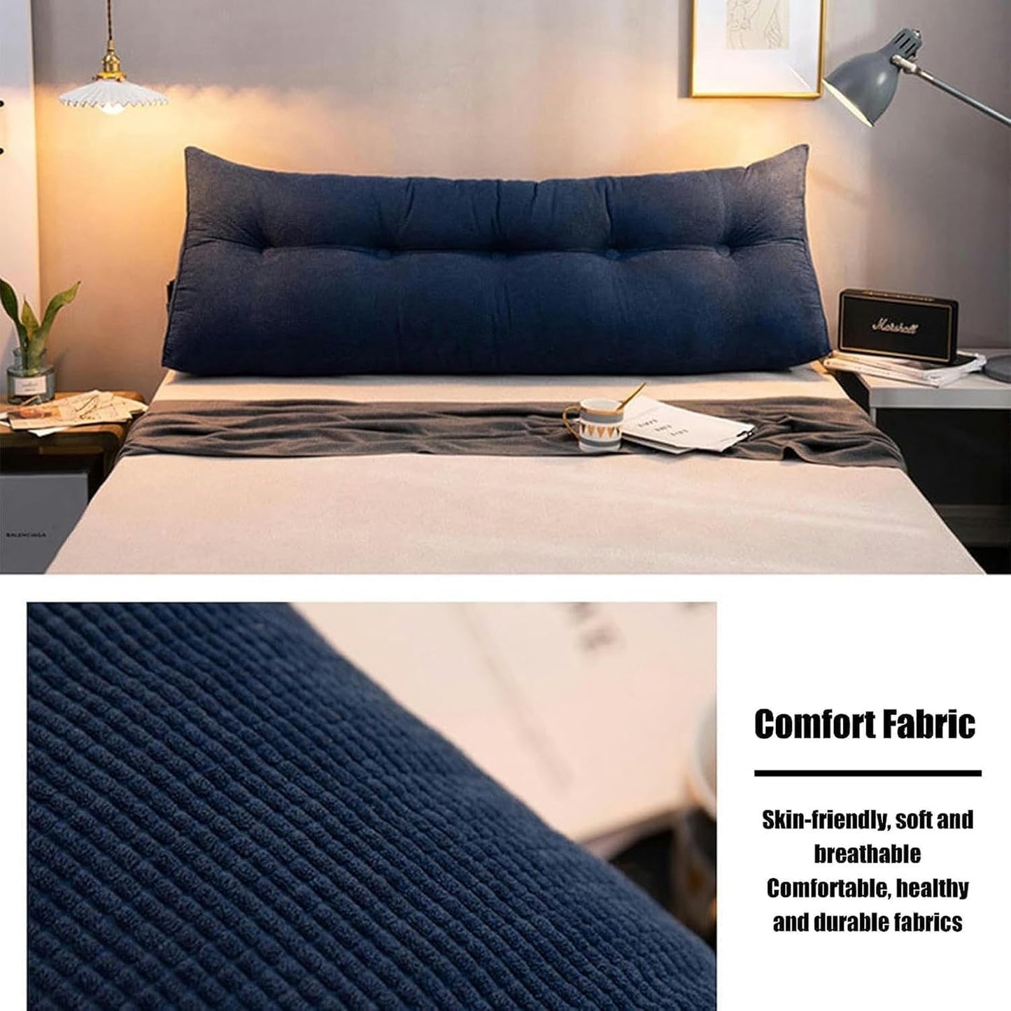 Triangular Headboard Pillow Queen Reading Wedge Pillow Solid Color Bed Cushion Queen Cushion Headboard Backrest Wedge Pillow Neck and Lumbar Support Dorm Sofa Bed Full Size