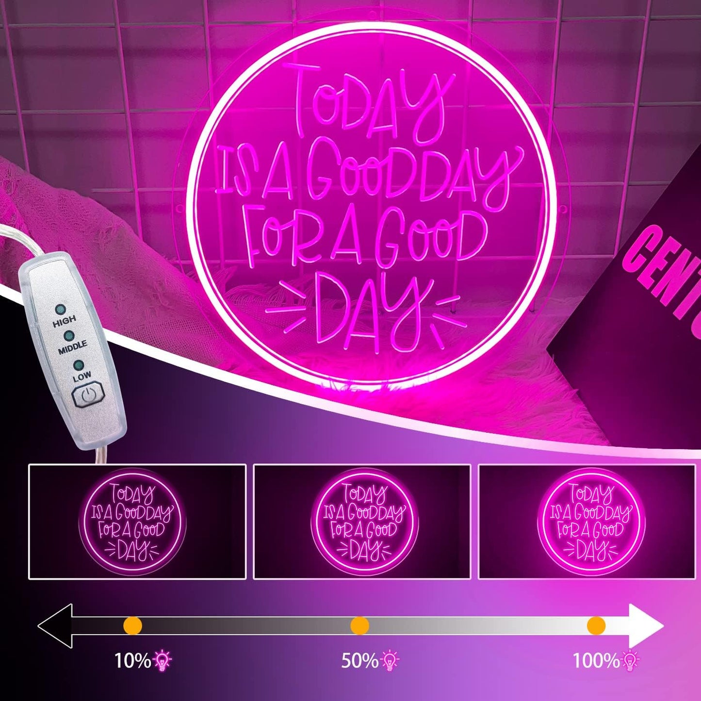 Neon Signs Today Is A Good Day for A Good Day LED Dimmable Neon Light Sign Neon Wall Decor Signs for Bachelorette Party Engagement Party First Birthday Favors Wedding Anniversary for Party Home Wall Wedding Decoration Art Gift （11.8*11.8inch）